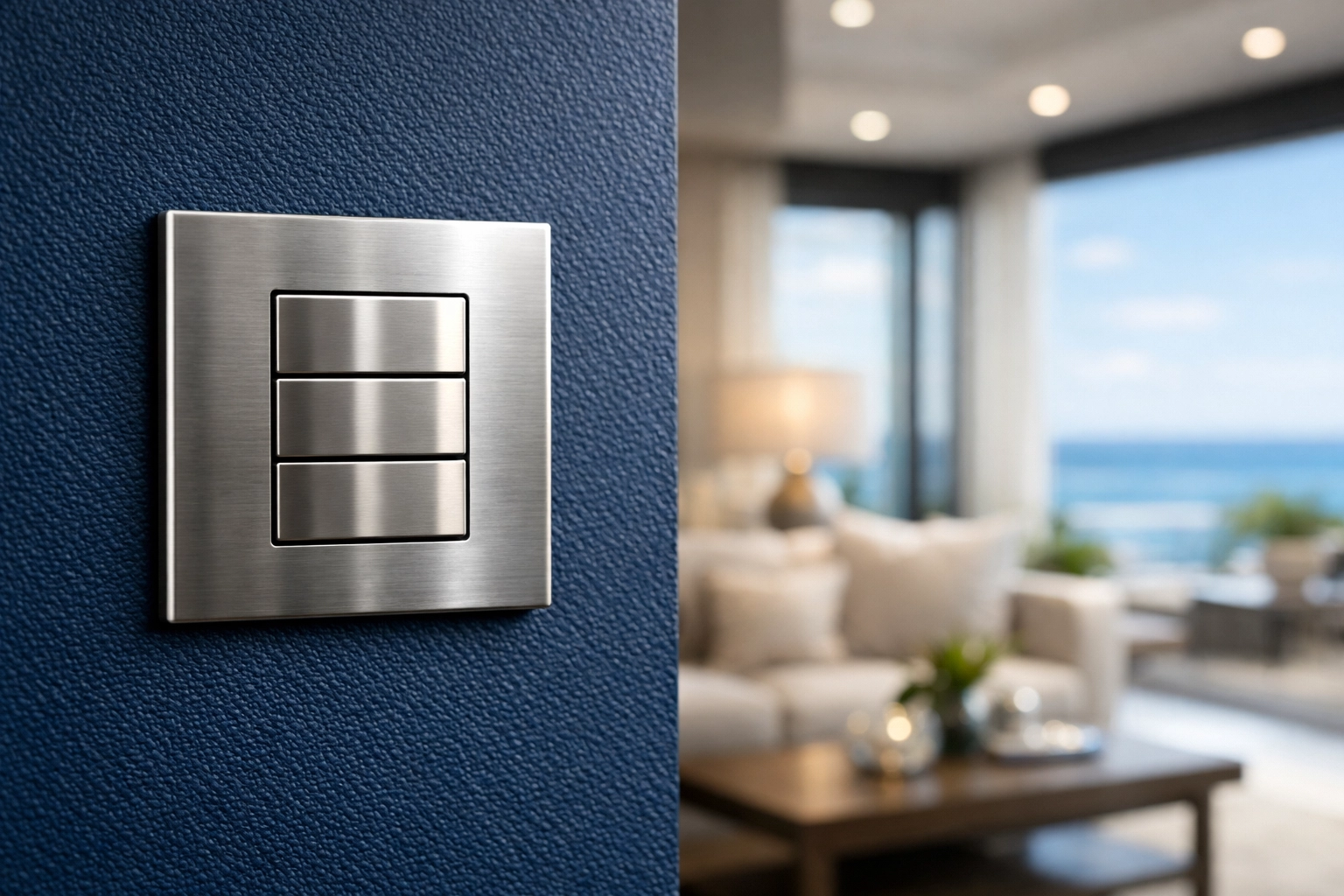 Sanitized high-touch light switch in a Duxbury estate highlighting luxury residential cleaning standards.