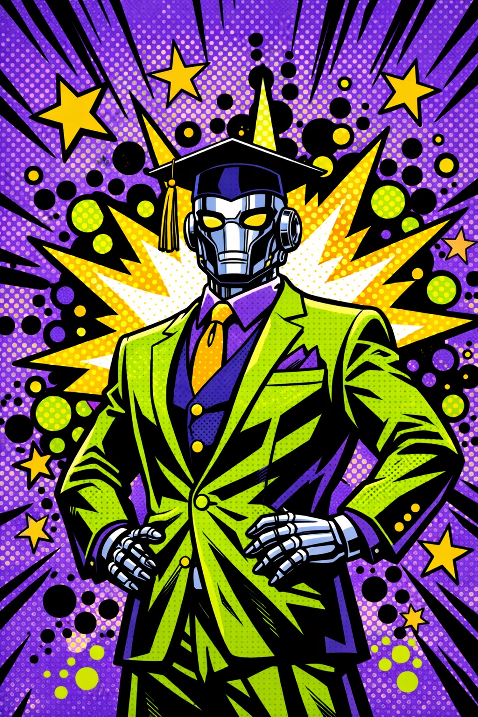 Professional AI virtual assistant robot in a suit symbolizing business automation expertise.