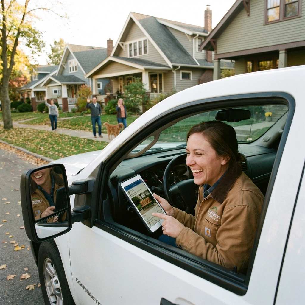 Contractor arriving at a residence