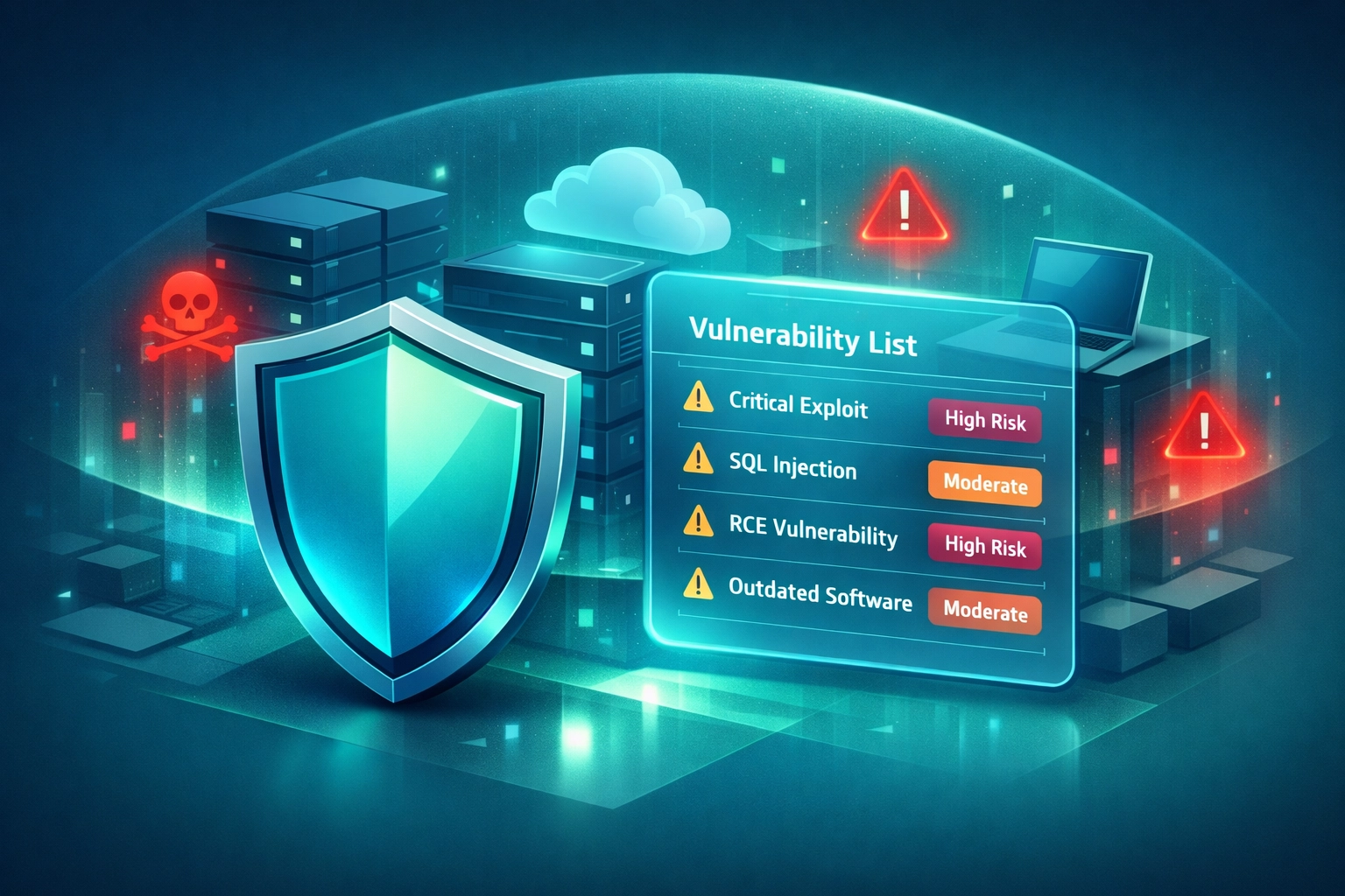Shield protecting critical systems from cyber threats through vulnerability management