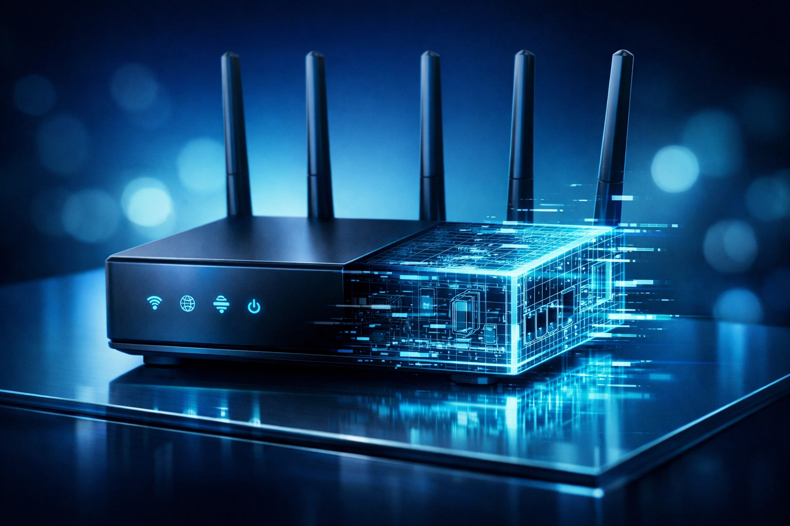 Aging office router illustrating hardware failure risks for business IT support.