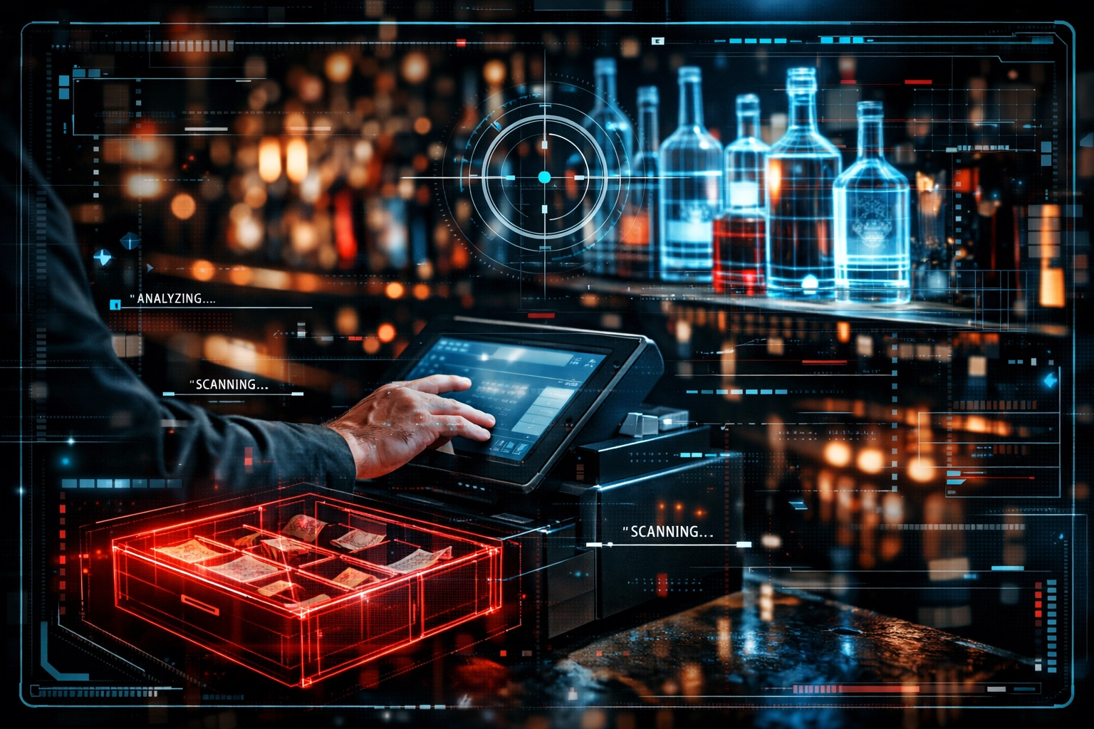 AI video analytics overlay on a restaurant POS system to detect theft and monitor voids.