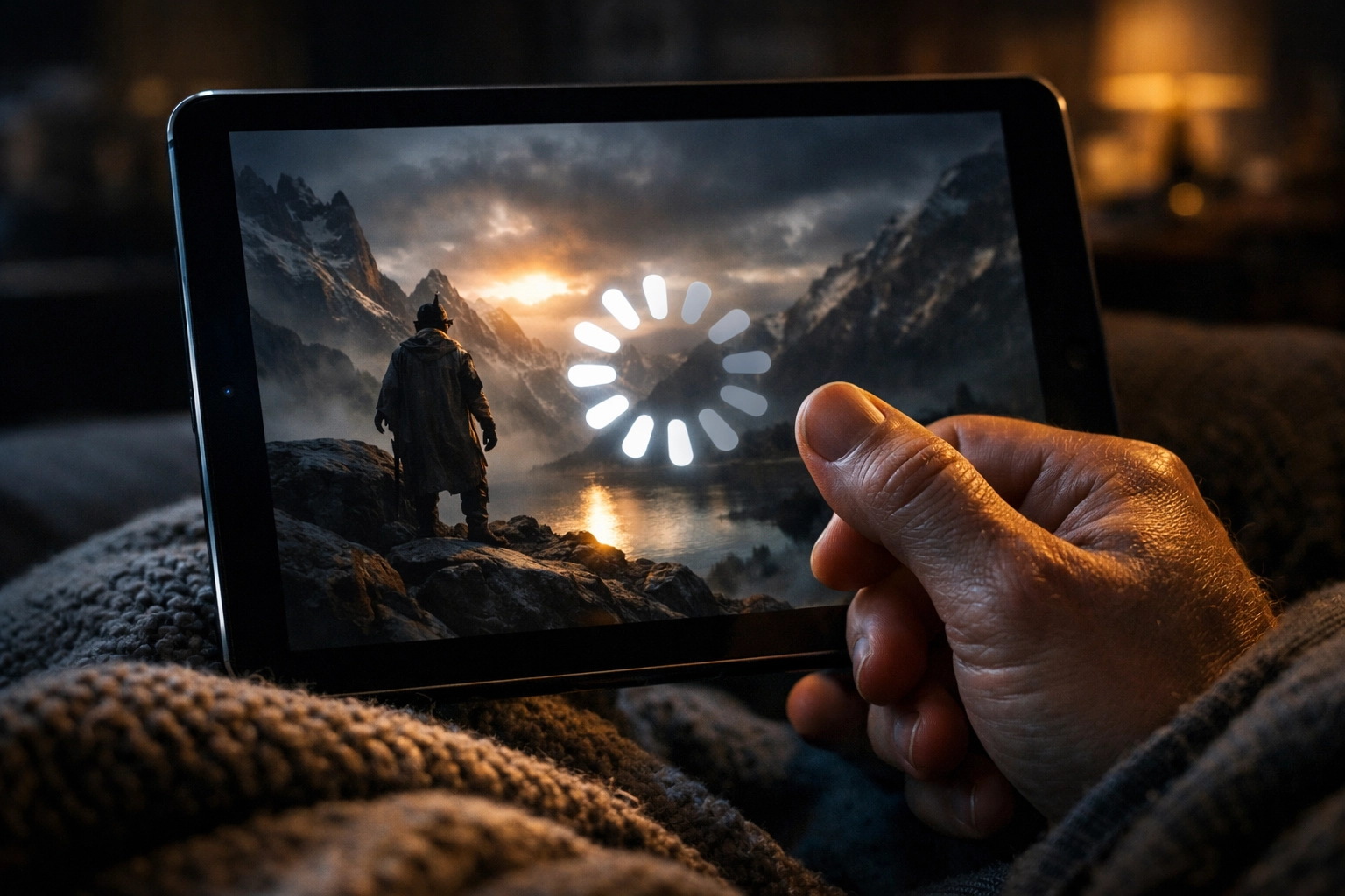 Peak-hour streaming buffering on a tablet due to internet throttling and hidden data caps in Clarkston WA.