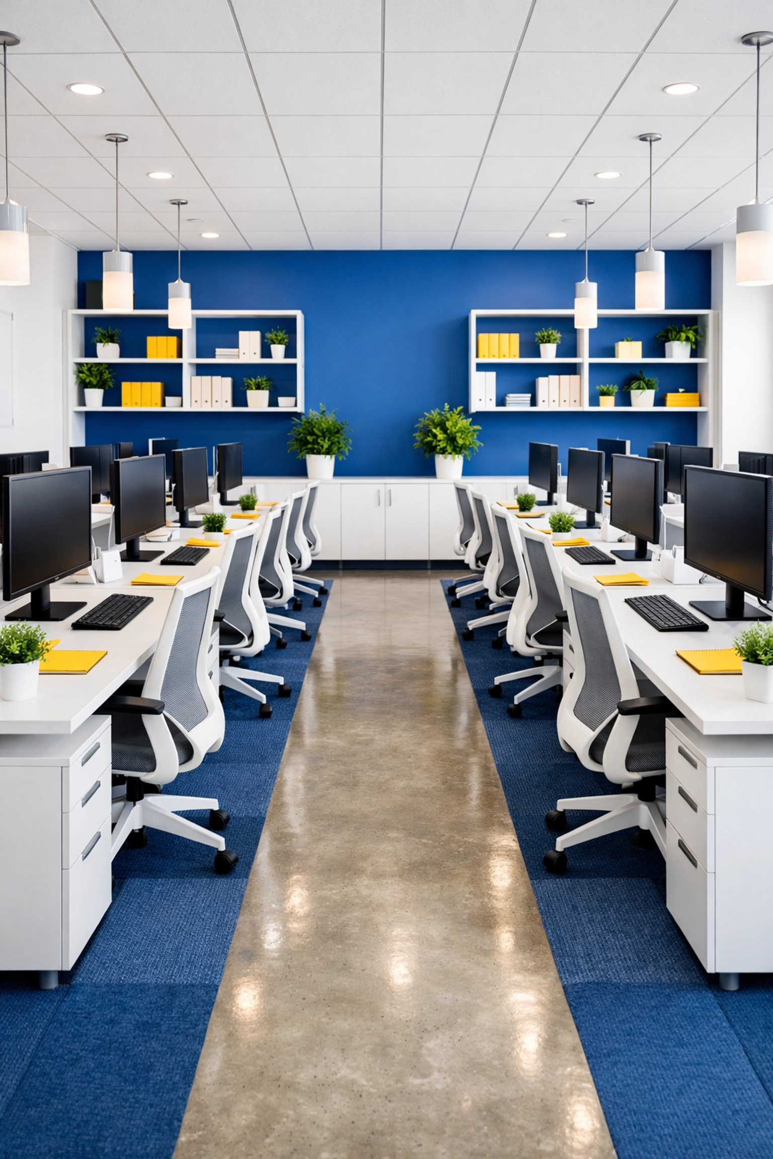 Clean open-plan office workspace with organized desks reflecting a high-quality brand image.