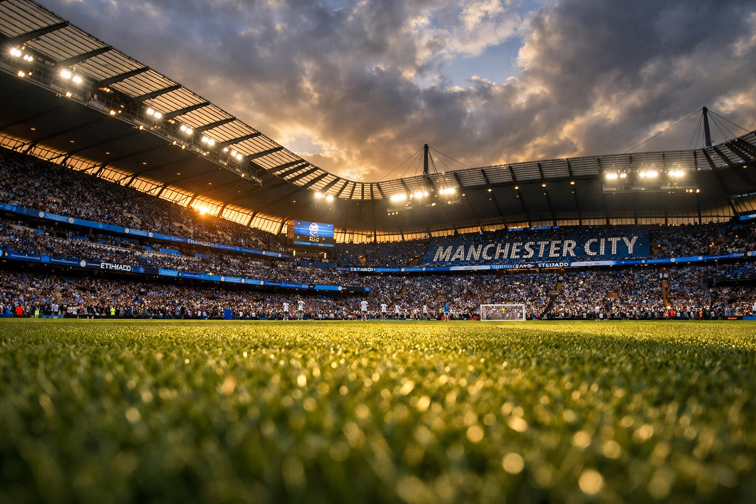 Manchester City Etihad Stadium an einem Premier League Spieltag mit vollem Stadion