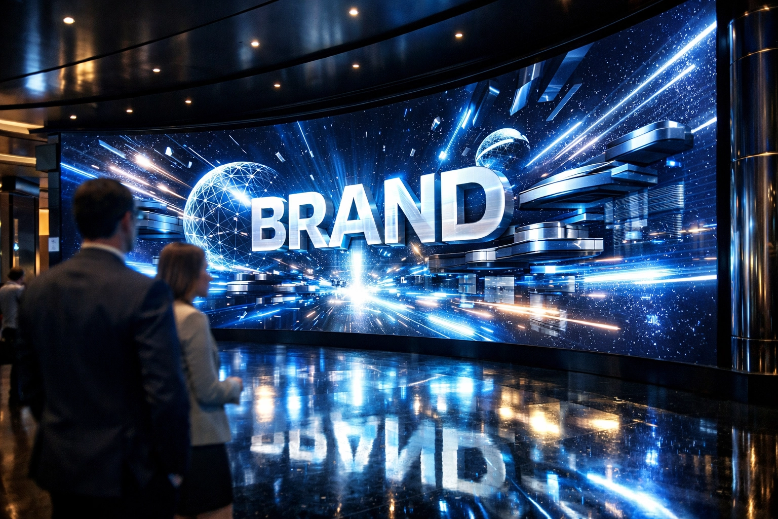 Modern digital signage display showcasing advanced media technology in commercial venue