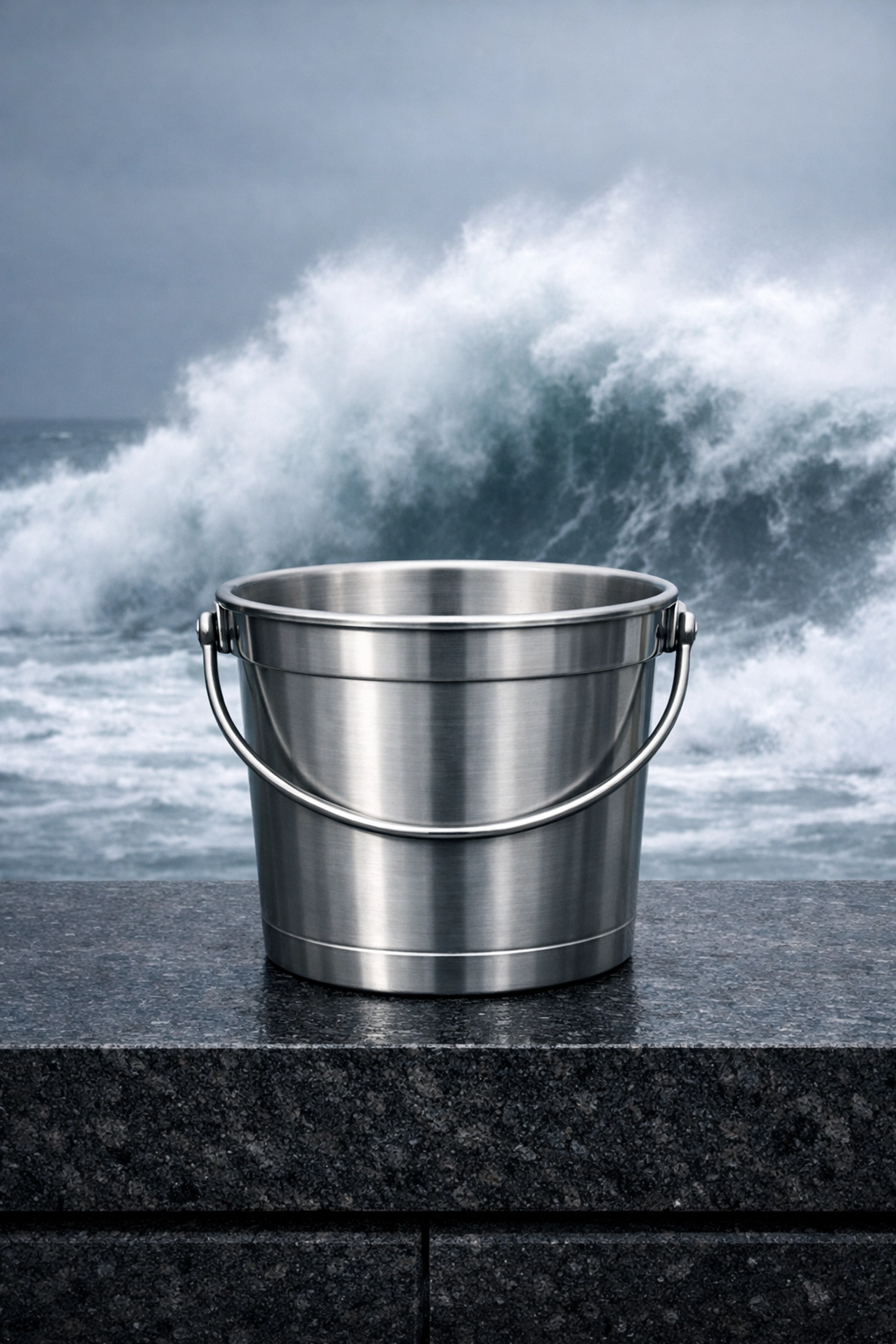 A secure steel safe bucket protected from the Silver Tsunami wave, symbolizing tax-advantaged retirement income.