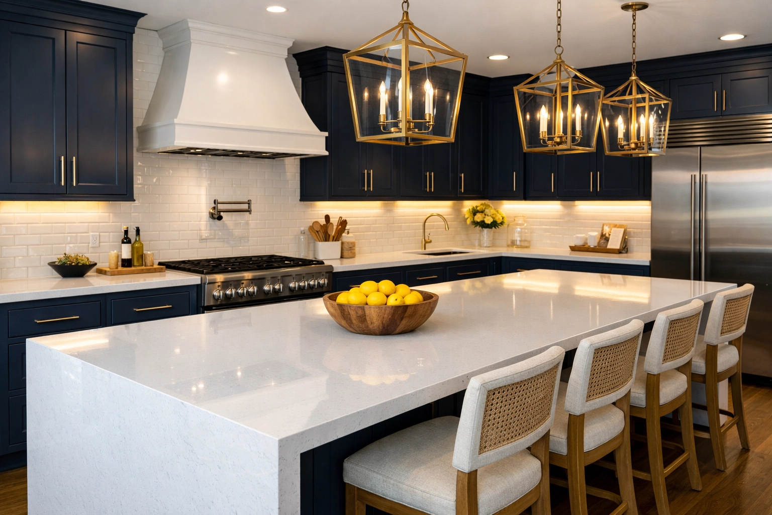 Spotless gourmet kitchen in a Needham home following a professional luxury house cleaning near Echo Bridge.