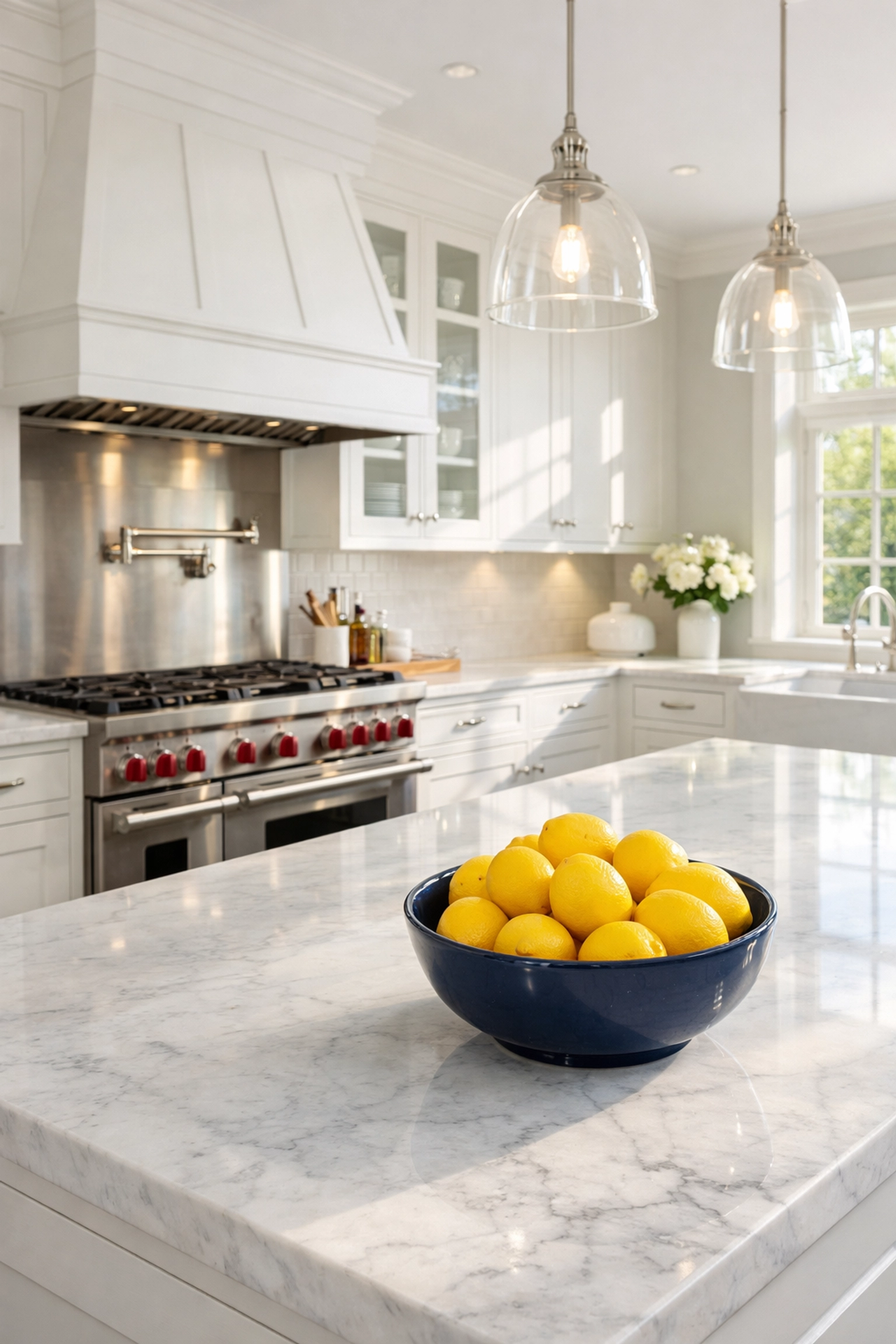 Pristine white kitchen in a Harvard MA home prepared for real estate listing by The Cleaning Ninjas Inc.
