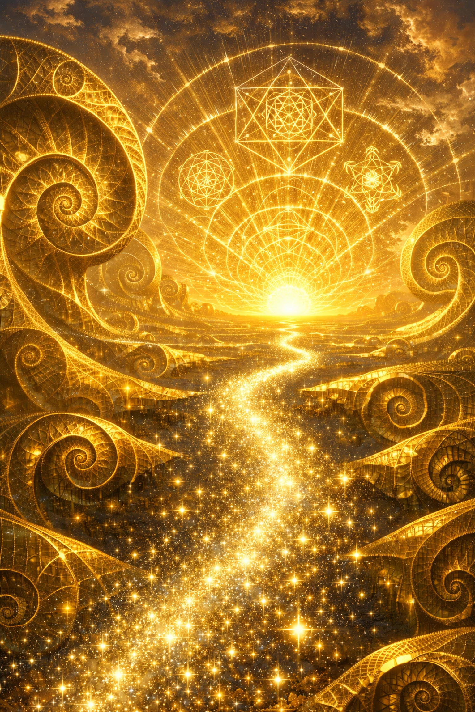 Golden spirals representing a money mindset and the fractal nature of leadership success.