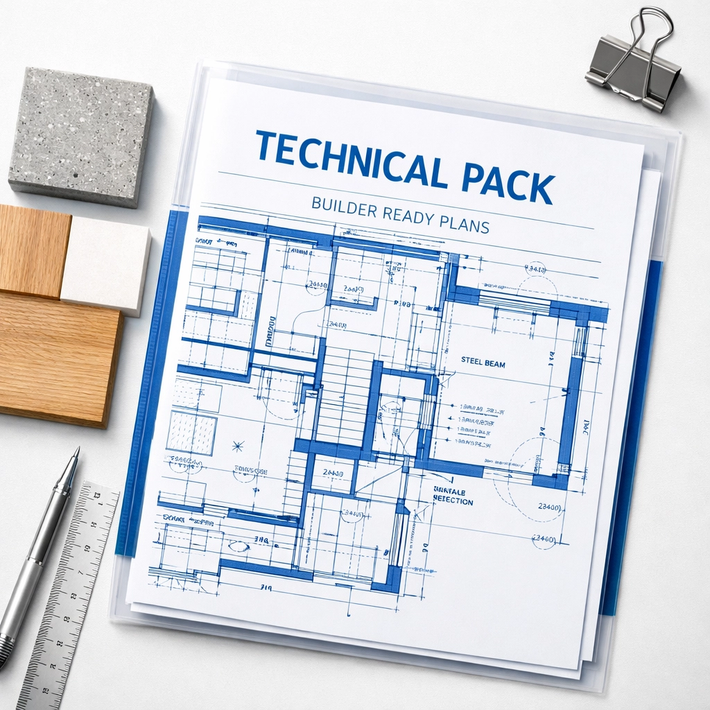 Detailed architectural CAD drawings and technical pack for a professional Surrey renovation and build.