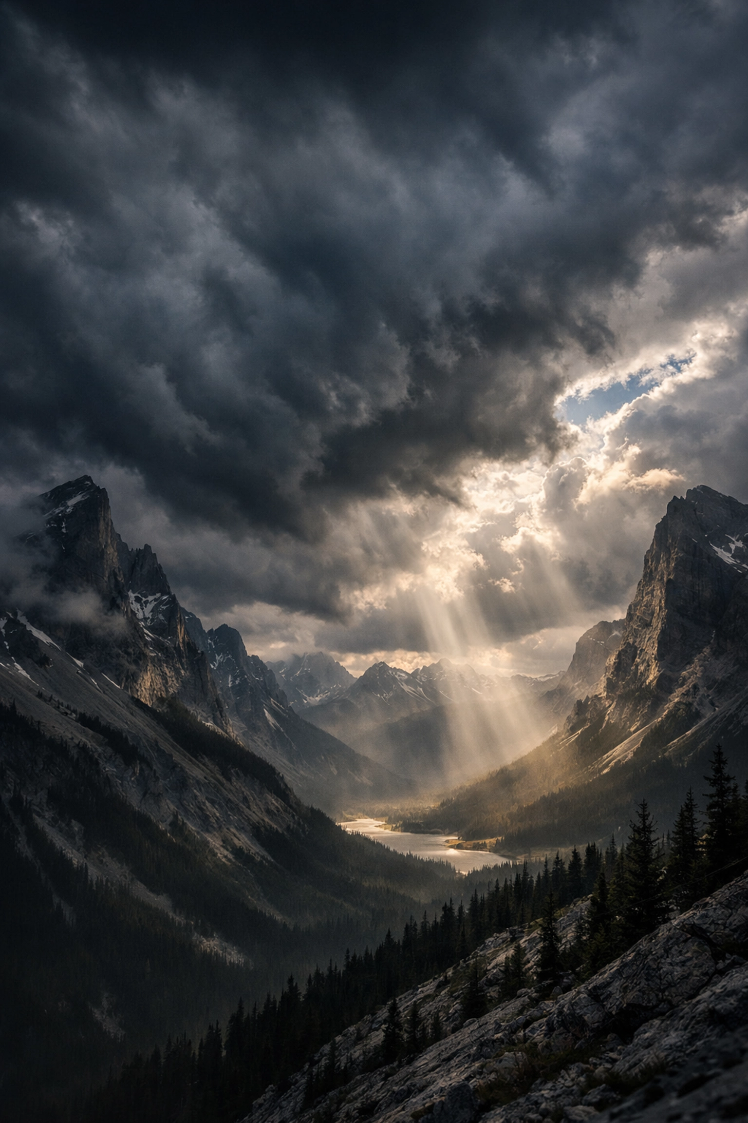 Storm clouds gathering over Banff mountain peaks showing unpredictable wedding weather conditions