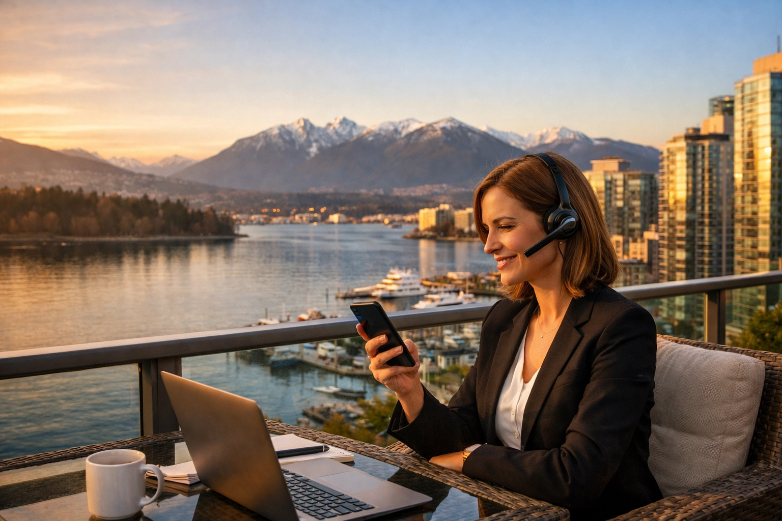 Remote worker in Vancouver using business VoIP Canada for professional communication and flexible work.