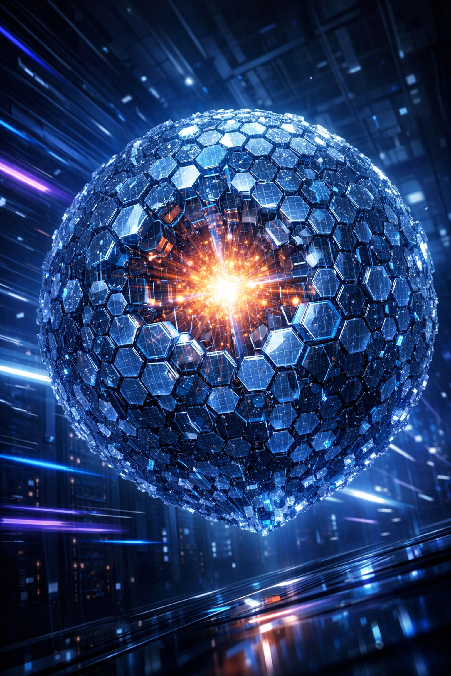 Secure glowing crystalline structure representing the LareBlocks Layer 1 blockchain and decentralized self-custody.