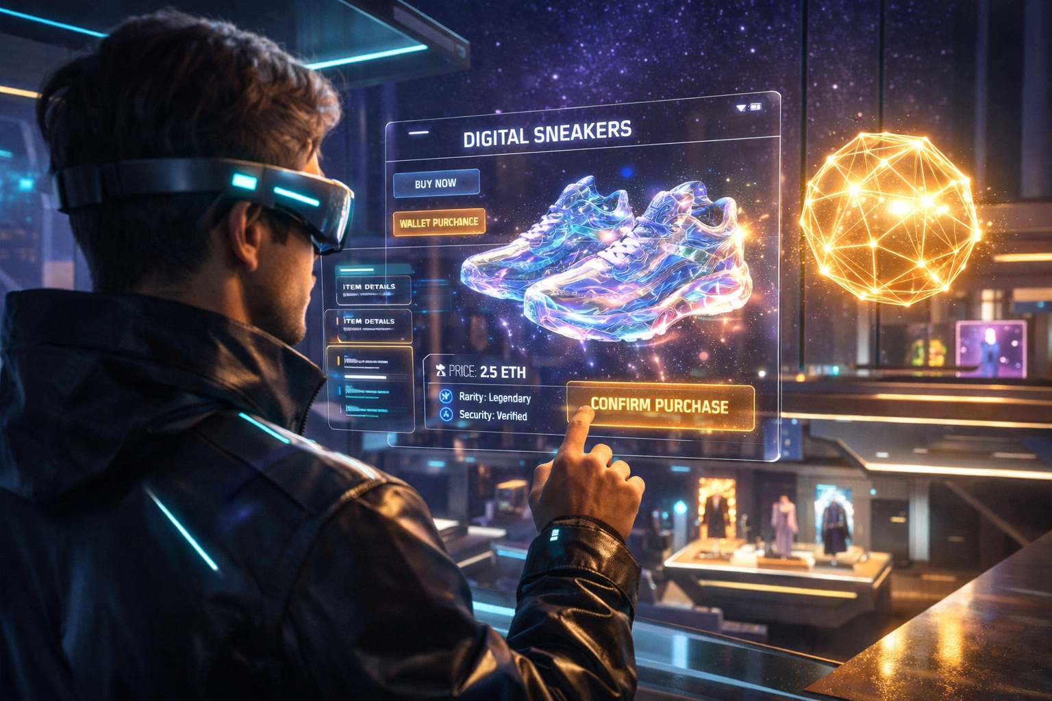 AI-guided metaverse shopping experience featuring a virtual checkout and secure Web3 payments through Larecoin.ai.