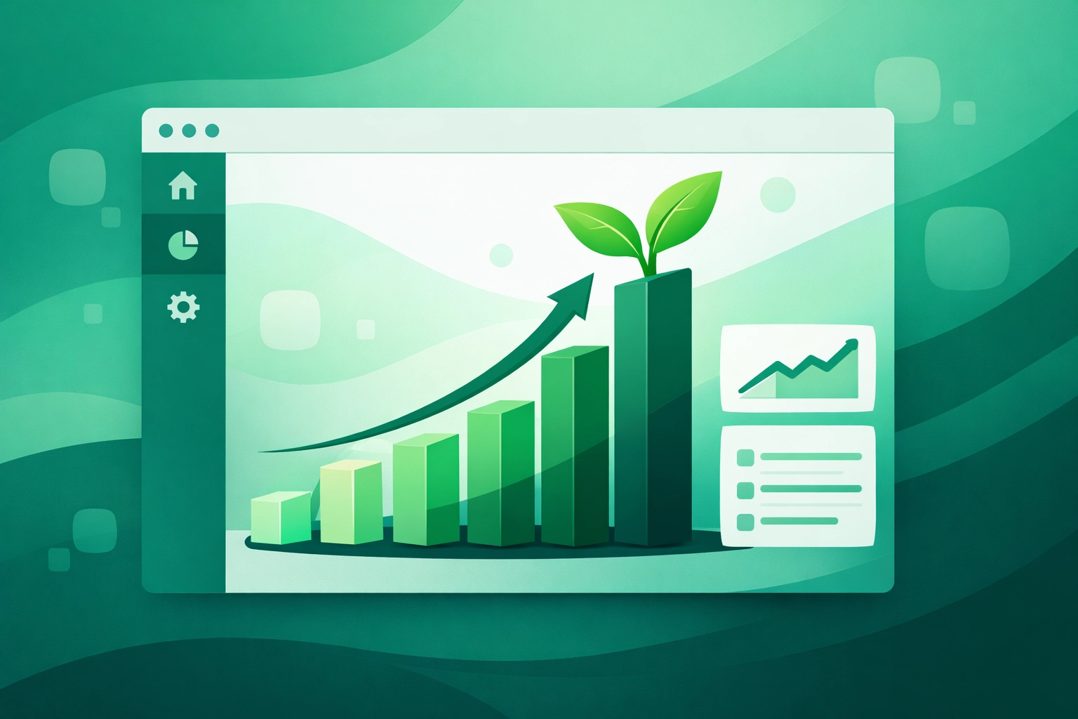 Tableau de bord illustrant la croissance et le percentage gross profit d'un business.