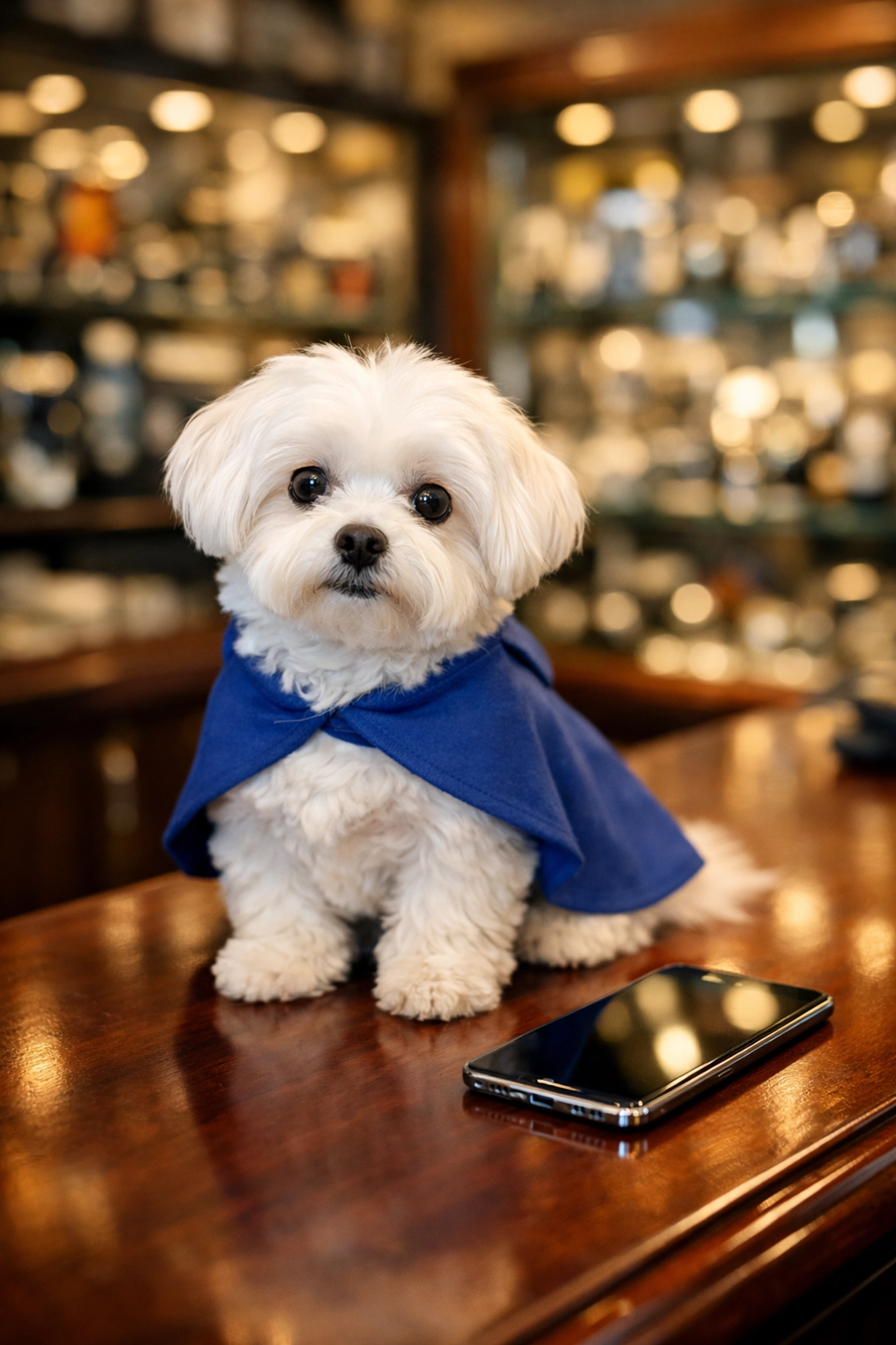 Daisy at a pawn shop counter with a mobile app for instant luxury item verification.