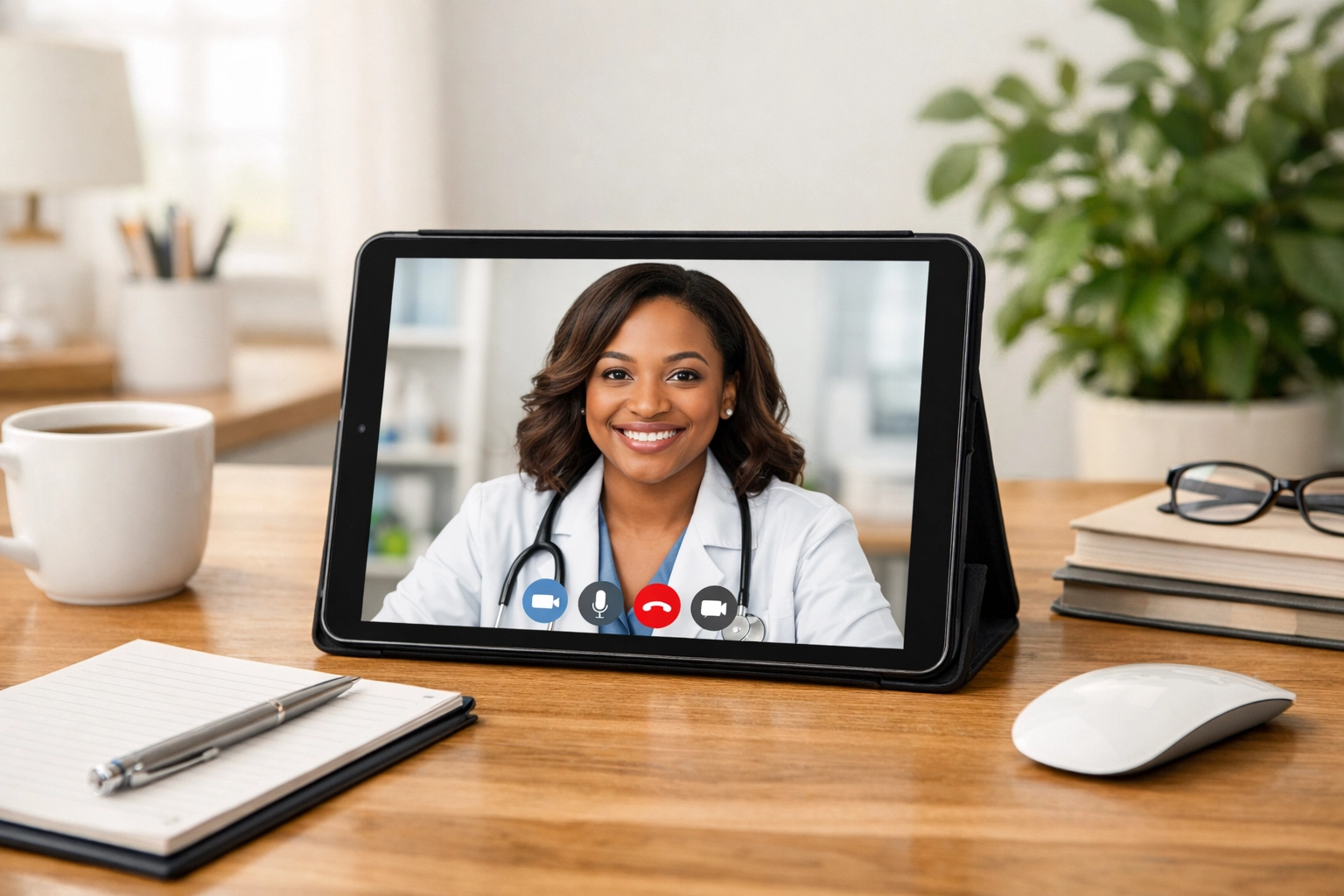 Online weight loss doctor conducting a secure telemedicine consultation for medical weight management.