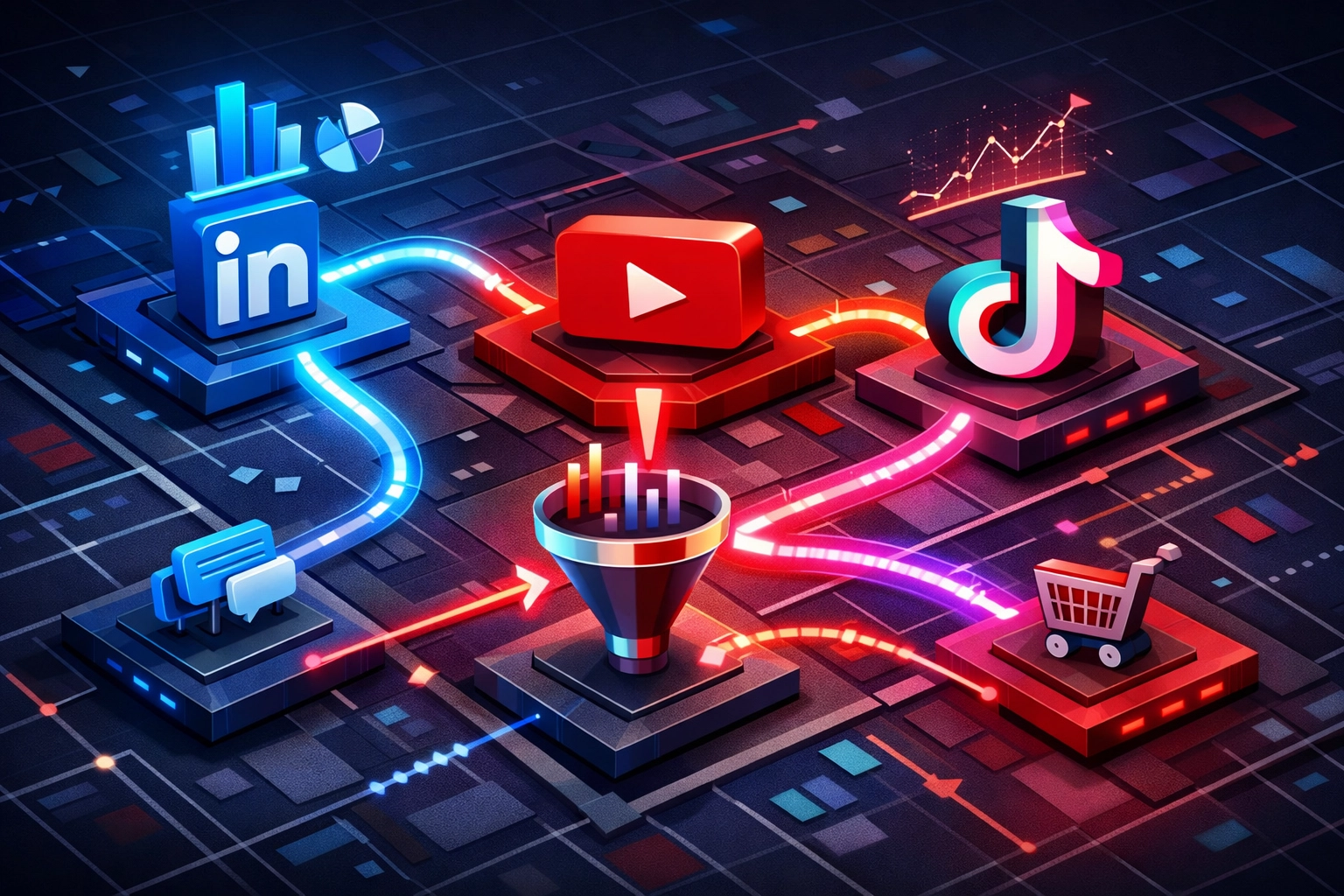 Simon Leung social media platform map showing video marketing conversion paths and ROI tracking