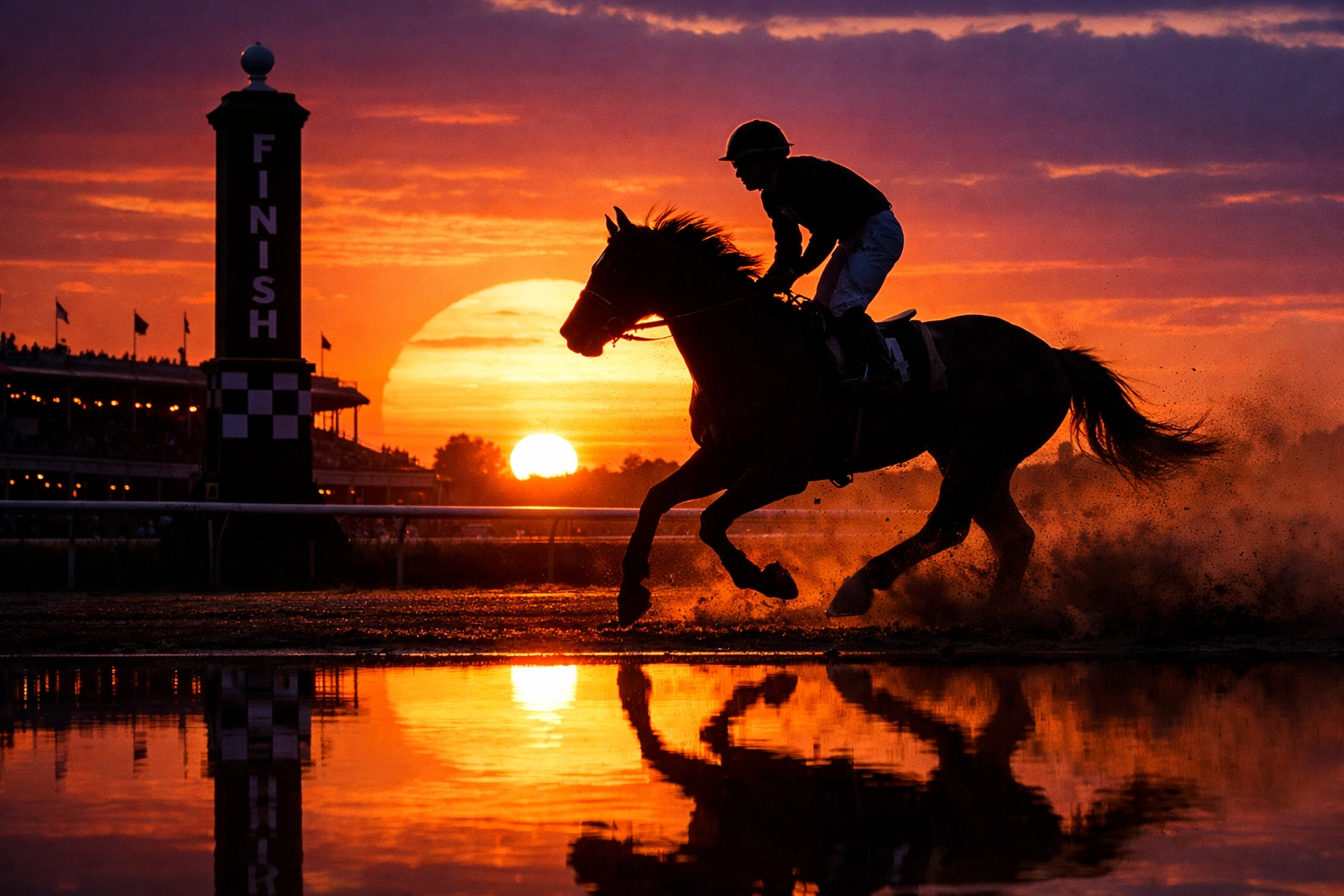 Winning horse and jockey at the Gulfstream Park finish line after a successful Maiden Special Weight race.