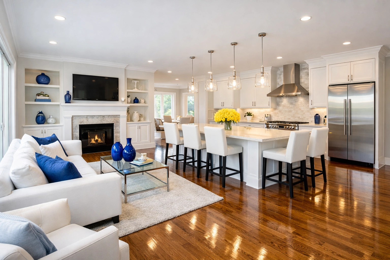 Spotless luxury home interior in Massachusetts showing the professional results of a Deep Cleaning in Shrewsbury.