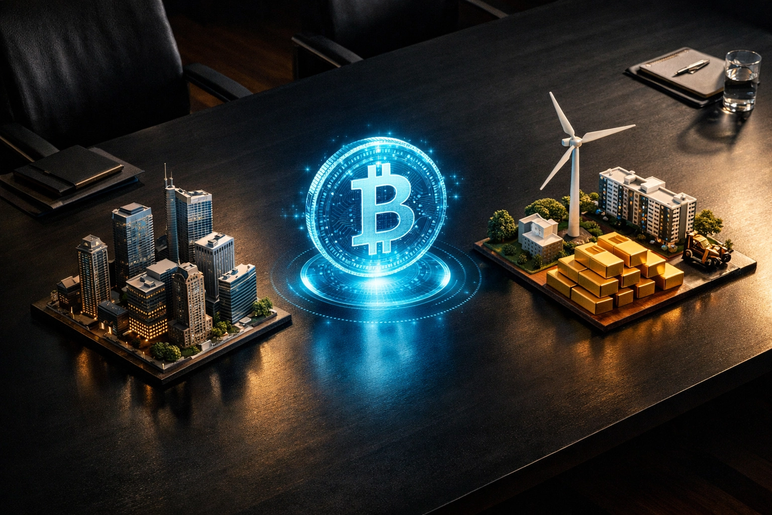 Private equity, Bitcoin, and real assets displayed as alternative investment options for portfolios