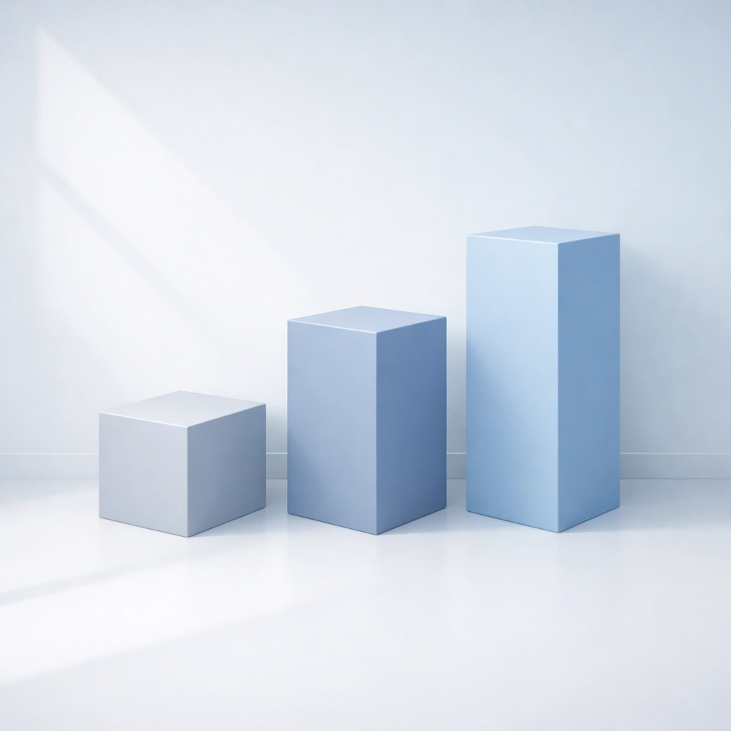 Three ascending pedestals representing the growth stages of a chiropractic marketing strategy.