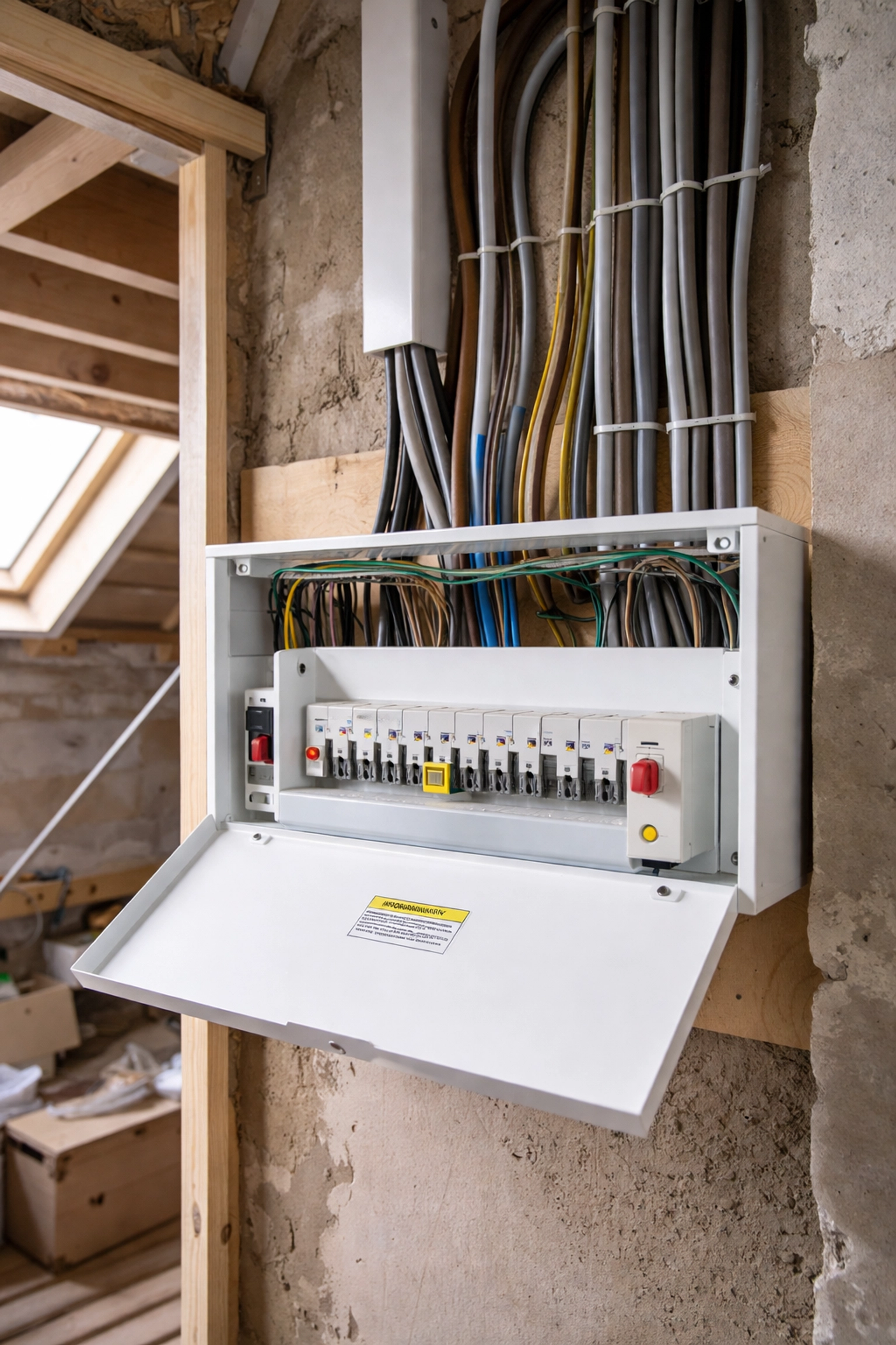 Modern consumer unit installation during a London loft conversion electrical upgrade