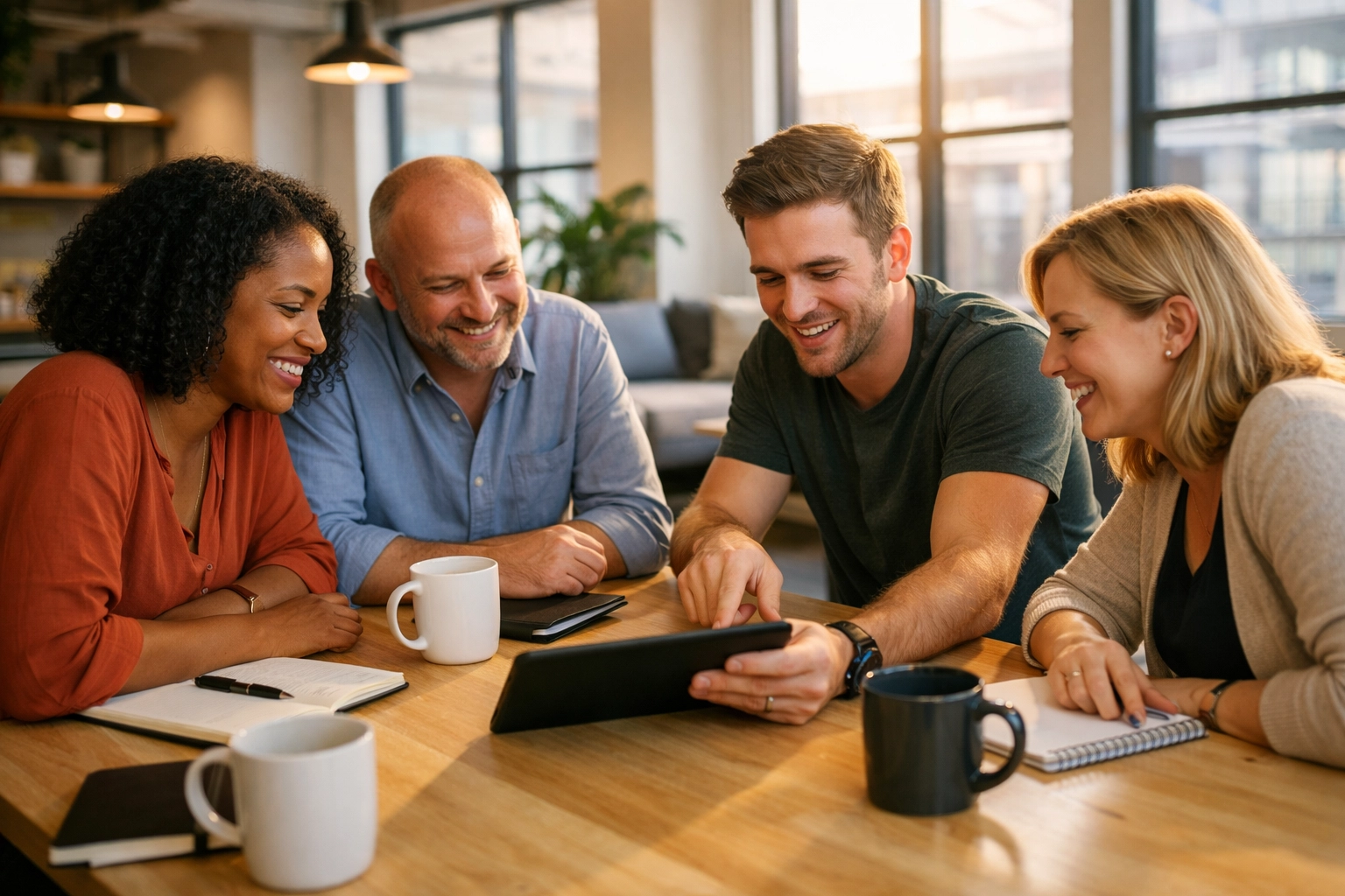 Cross-functional team discussing ServiceNow change management and user adoption strategy.