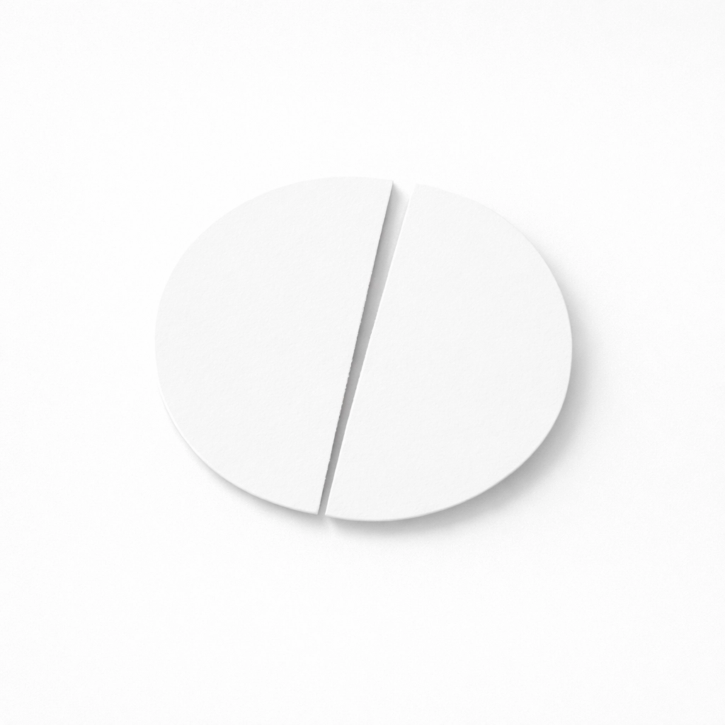 Minimalist divided circle representing financial asset loss and complex litigation for fraud victims.