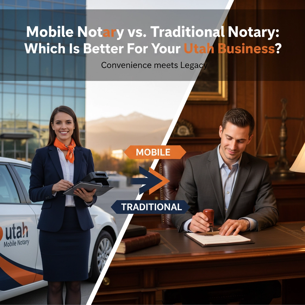 Mobile notary providing professional services to Utah business clients
