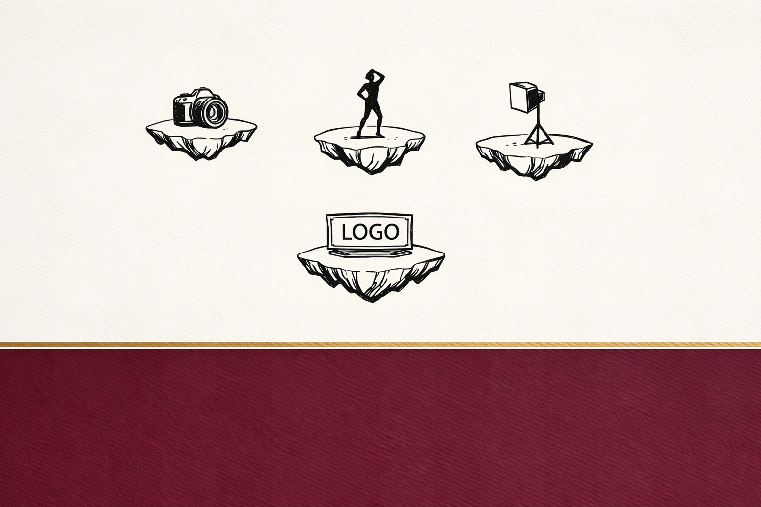 Fragmented creative industry illustration showing disconnected models, brands, and studios before IncluHub