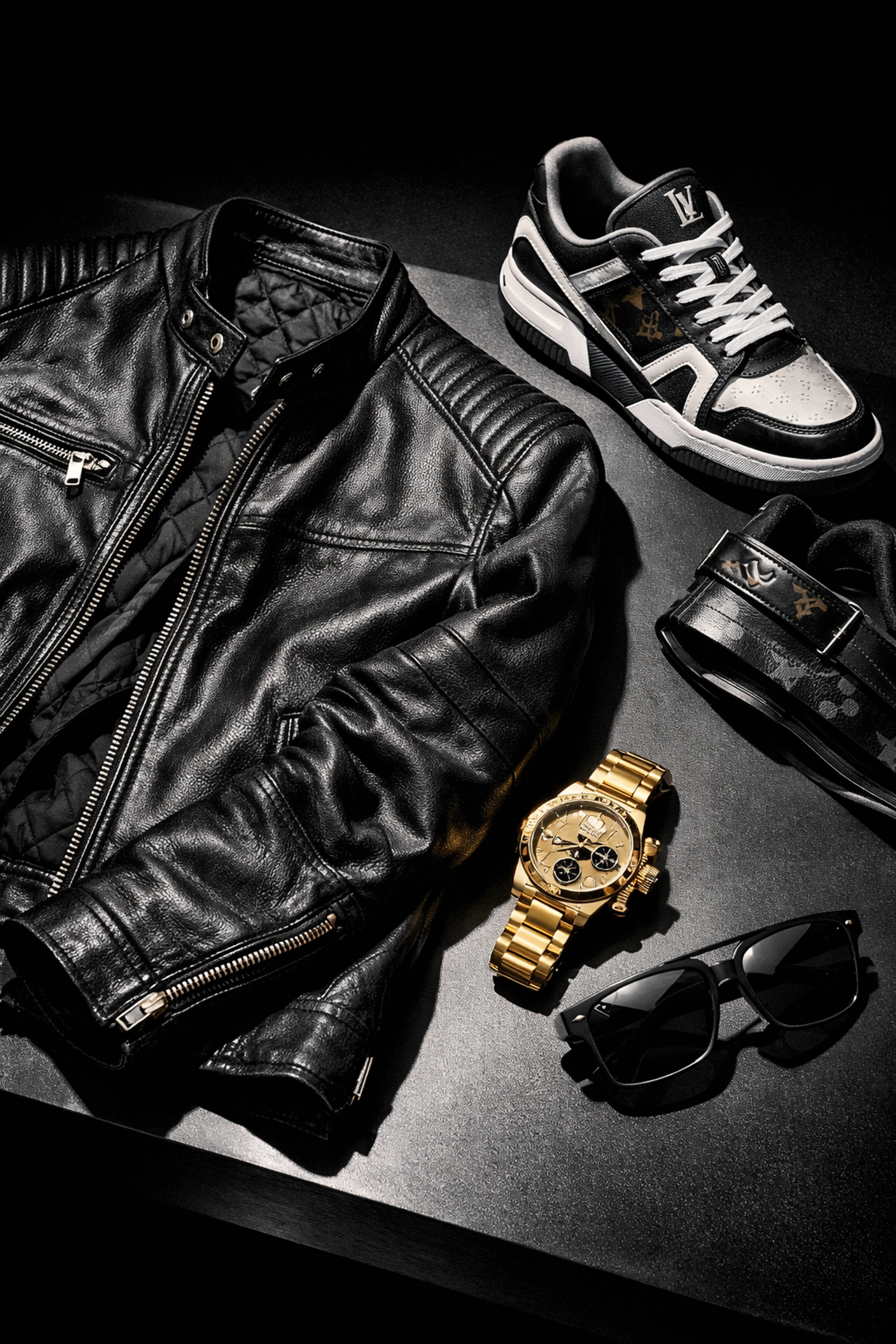 Luxury designer outfit and accessories showcasing athlete fashion and personal brand style