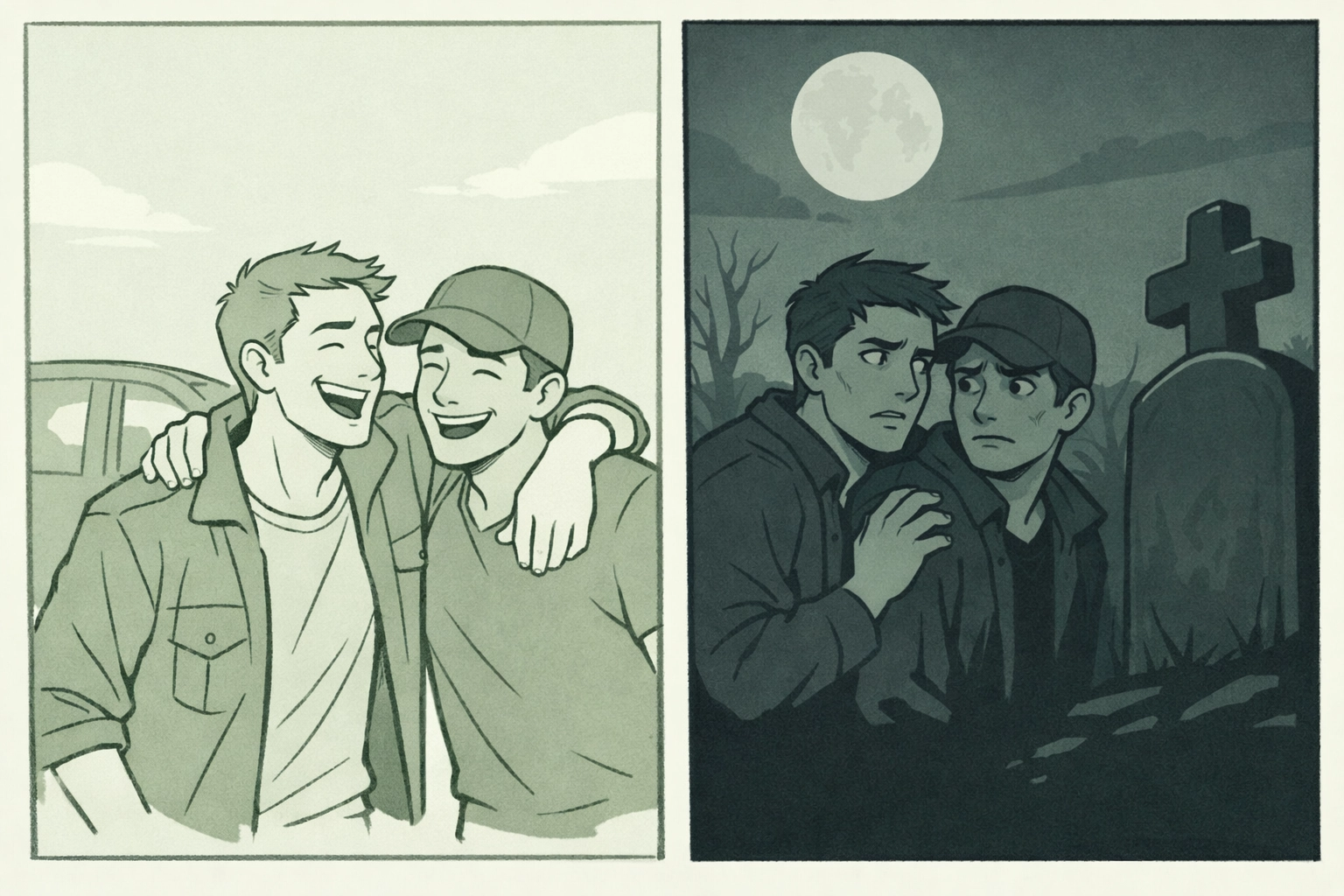 Before and after: carefree MM couple faces horror at Bachelor's Grave supernatural thriller