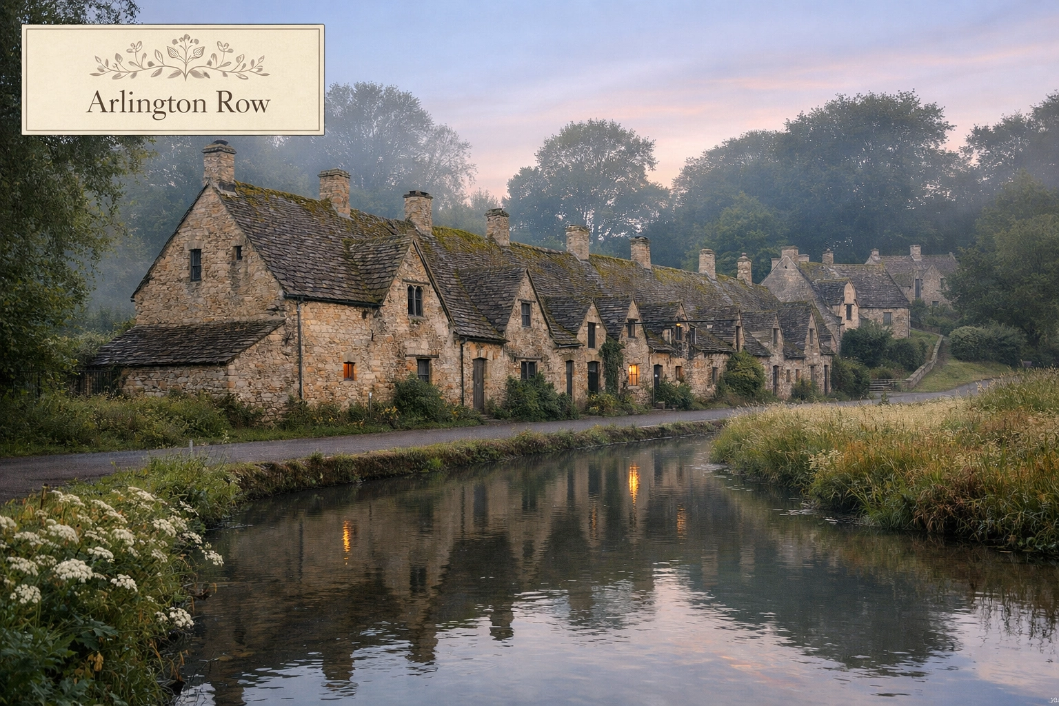 Iconic 14th-century Arlington Row cottages in Bibury, a must-see stop on Cotswolds tours from London.