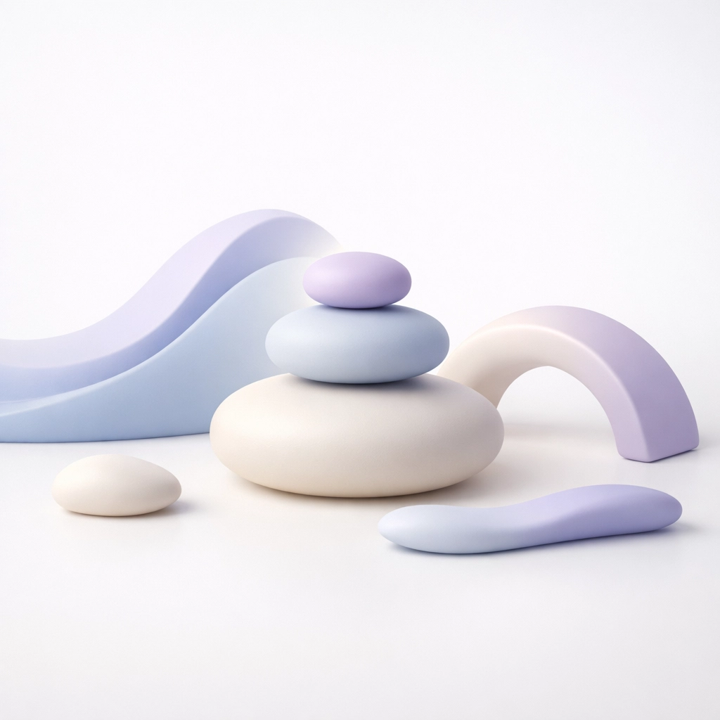 Calm flowing shapes representing stress relief and relaxation through magnesium supplementation