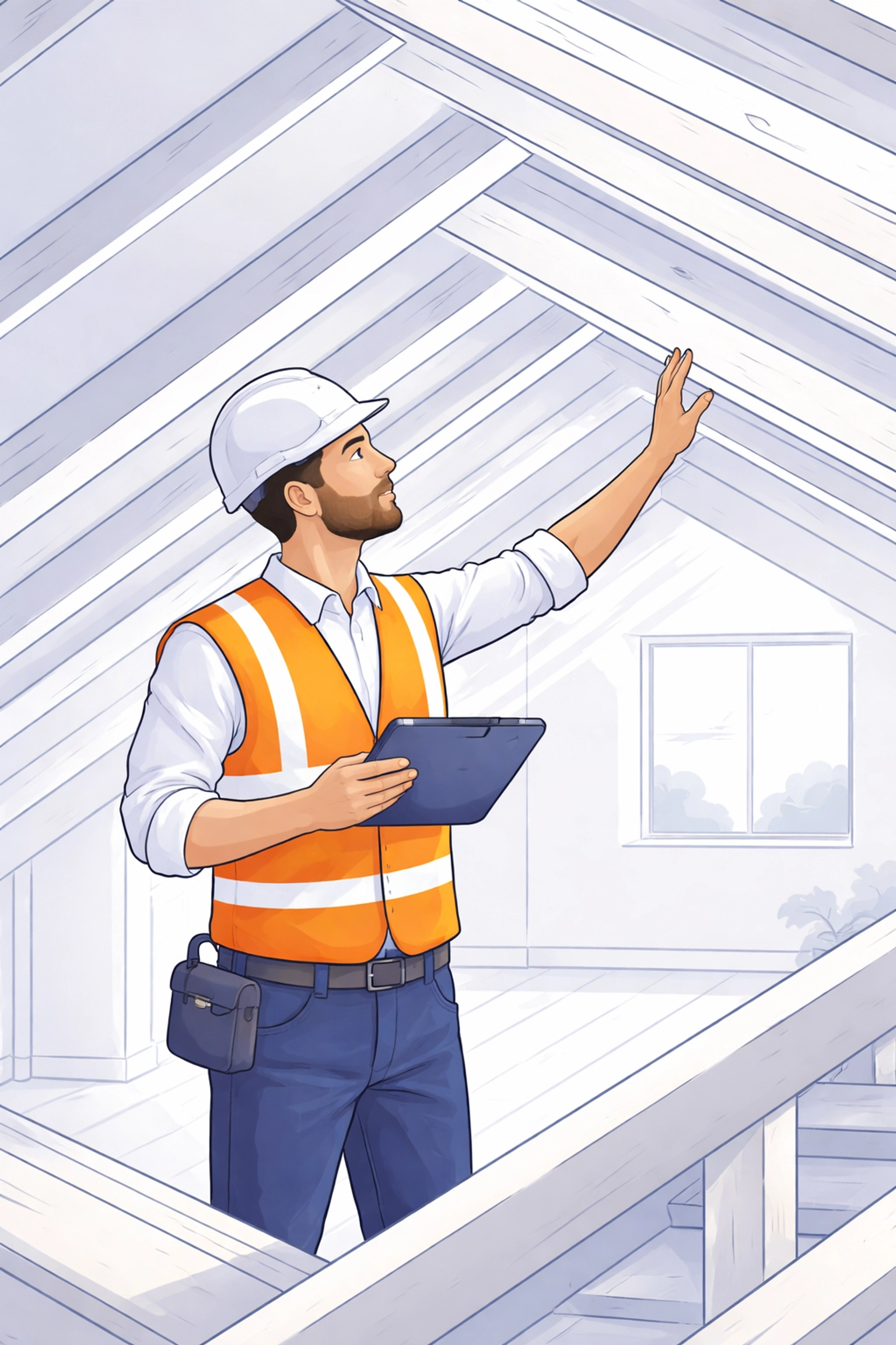 Professional loft insulation survey assessing roof rafters for best mineral wool or sheep's wool installation.