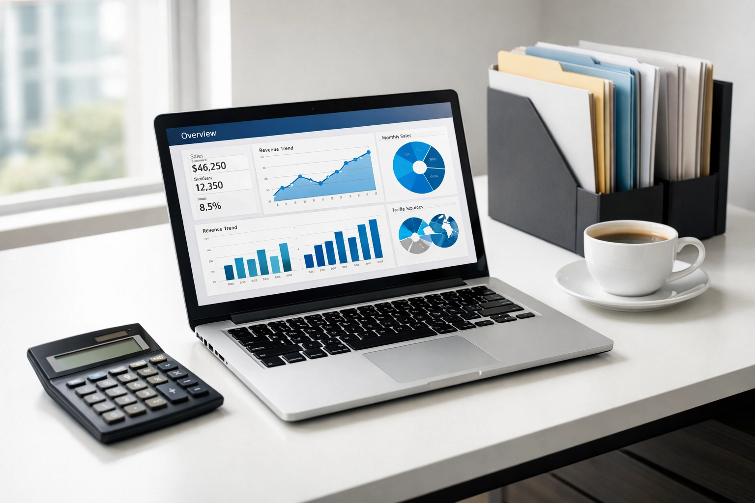Organized dealership workspace with warranty management data and analytics