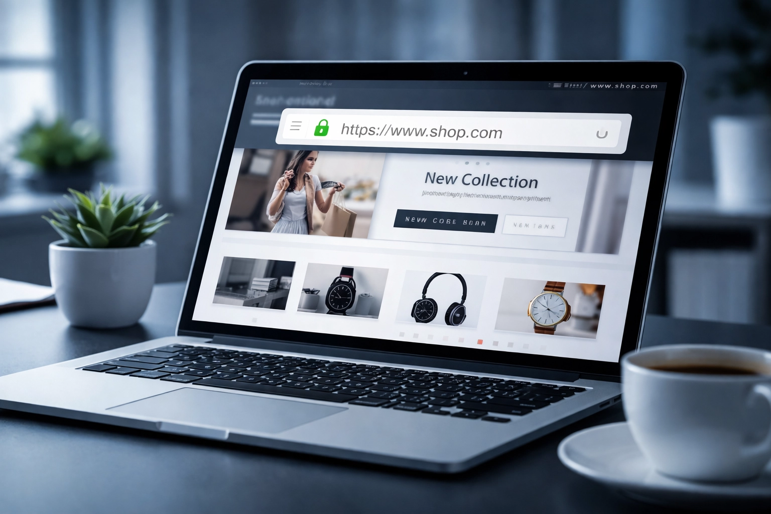 Laptop displaying secure e-commerce website with padlock icon, stressing the importance of payment security and compliance