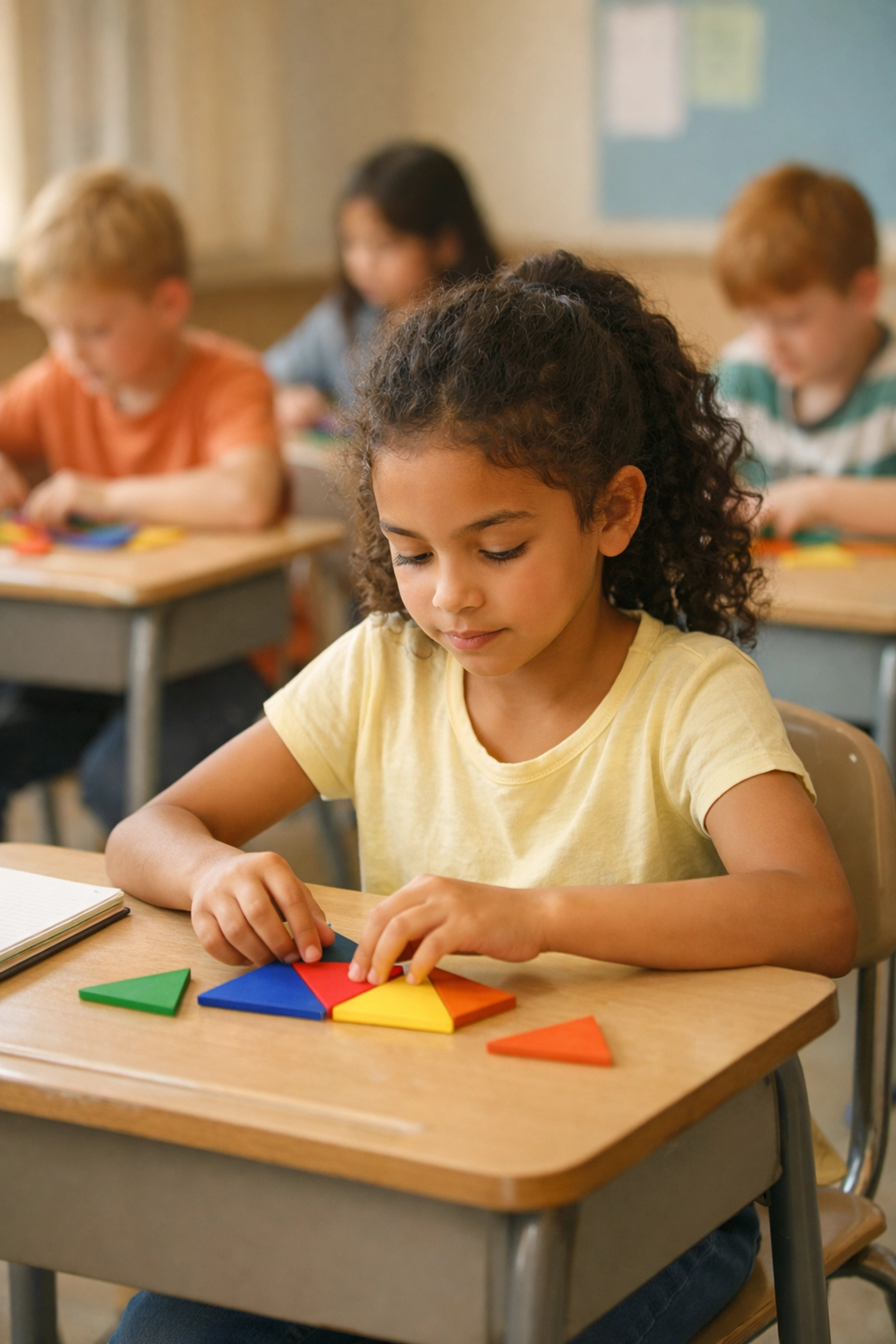 Kind werkt geconcentreerd aan puzzelopgave tijdens Leerpotentietest in klaslokaal