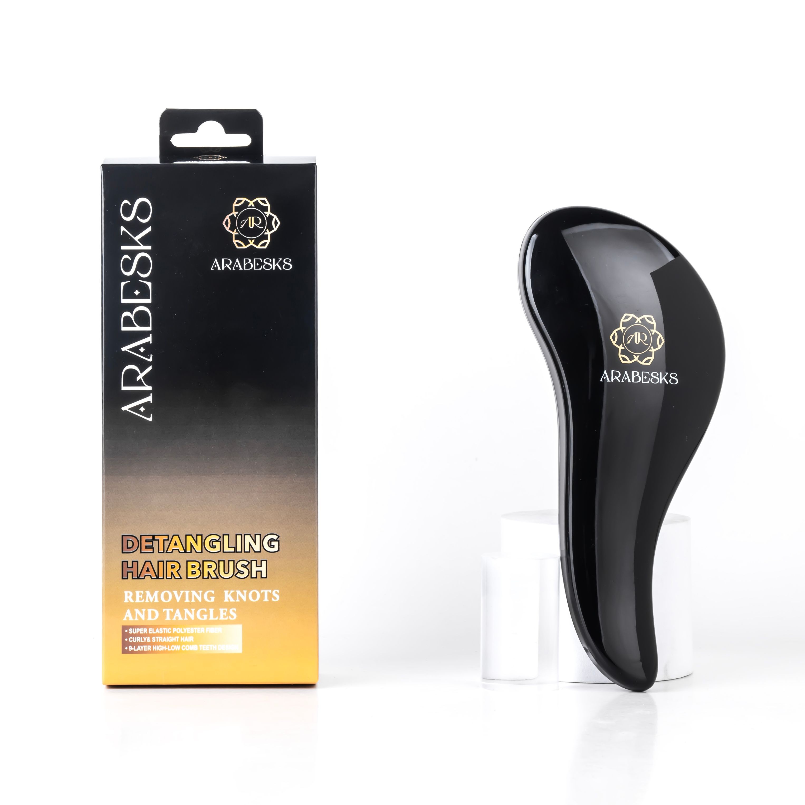 ARABESKS detangling brush with branded packaging