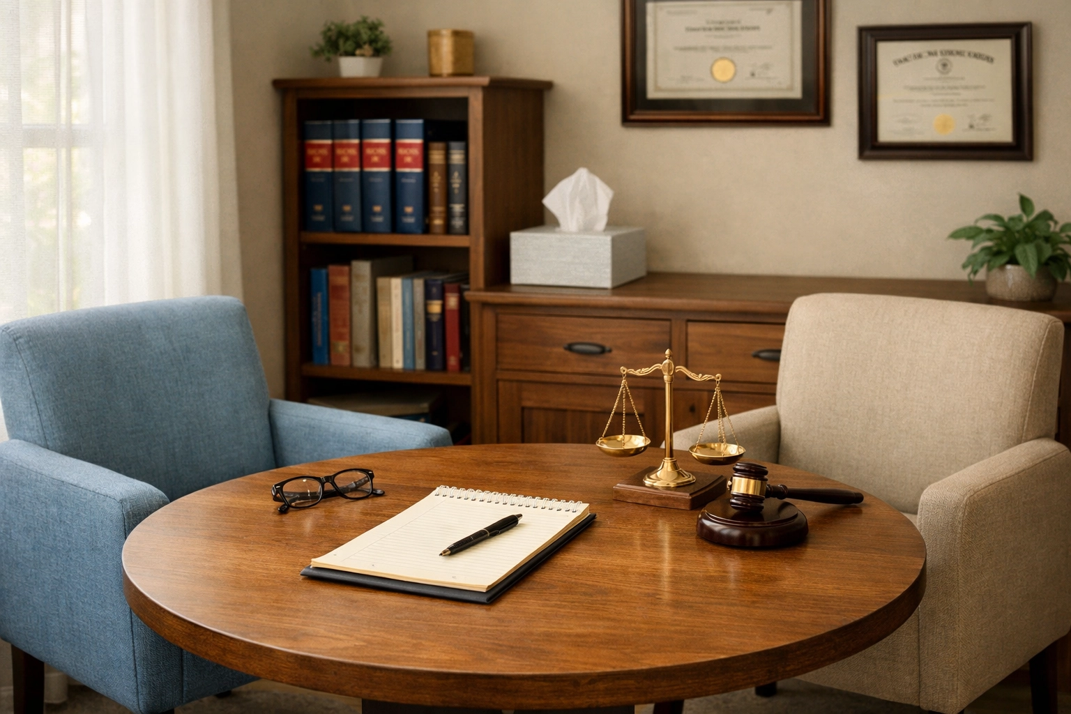 Private family law consultation room for divorce from bed and board clients in Virginia