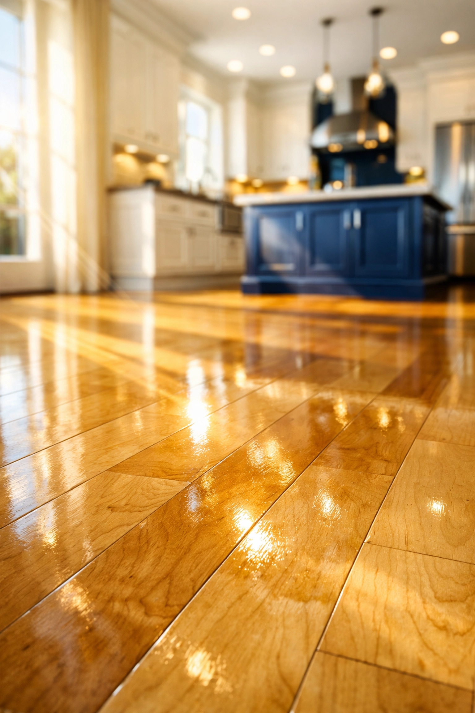 Sun-drenched, dust-free hardwood floors following a thorough move-in/move-out cleaning Lowell service.