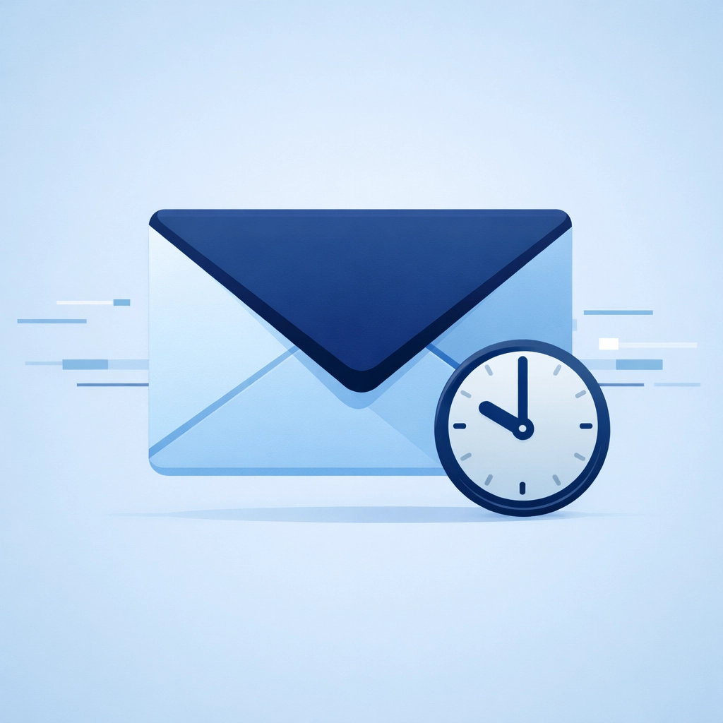 Digital envelope with a clock icon representing a pending IRS refund status.