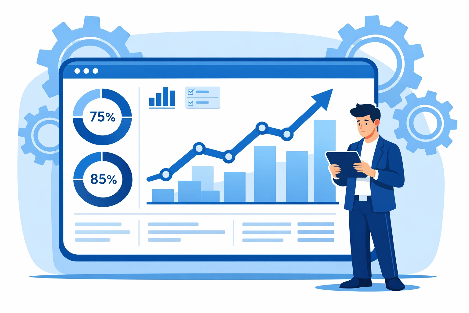 Marketing dashboard tracking growth metrics for a Monmouth County digital marketing agency.