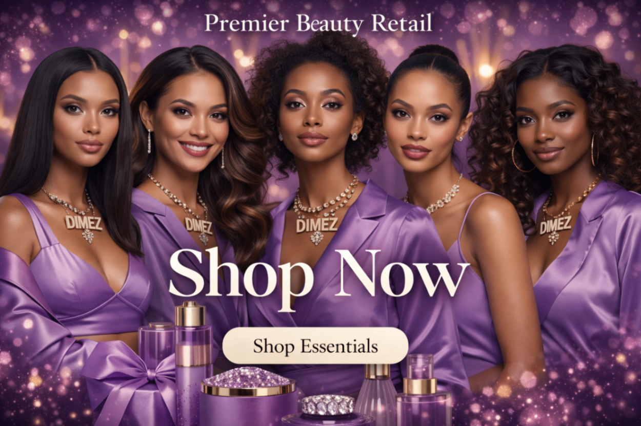 Five women in luxury studio showcasing flawless hair and skin