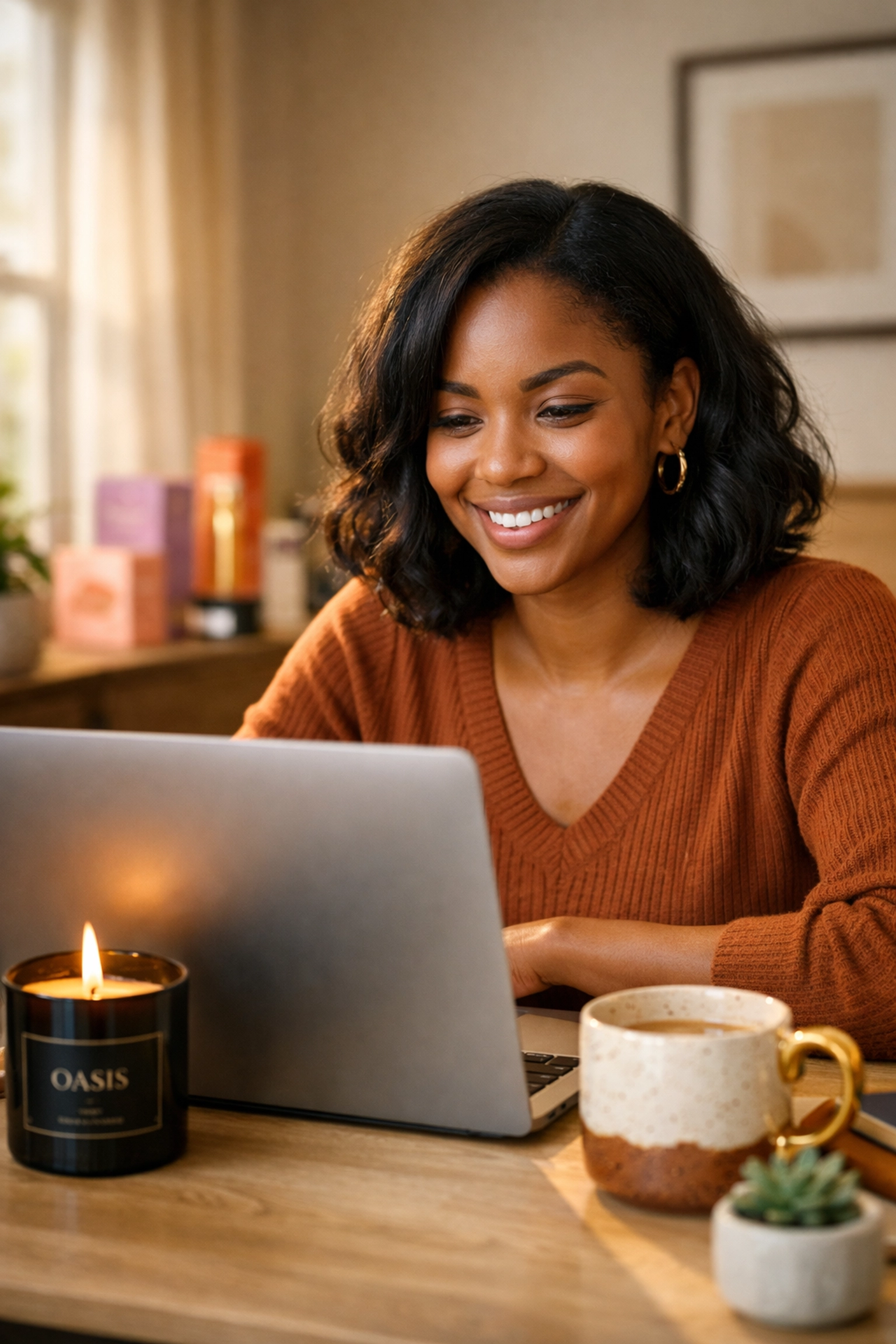 The Ultimate Guide to #BuyBlack: Everything You Need to Support Black-Owned Businesses in 2026 Woman researching Black-owned businesses online with curated products on home office desk