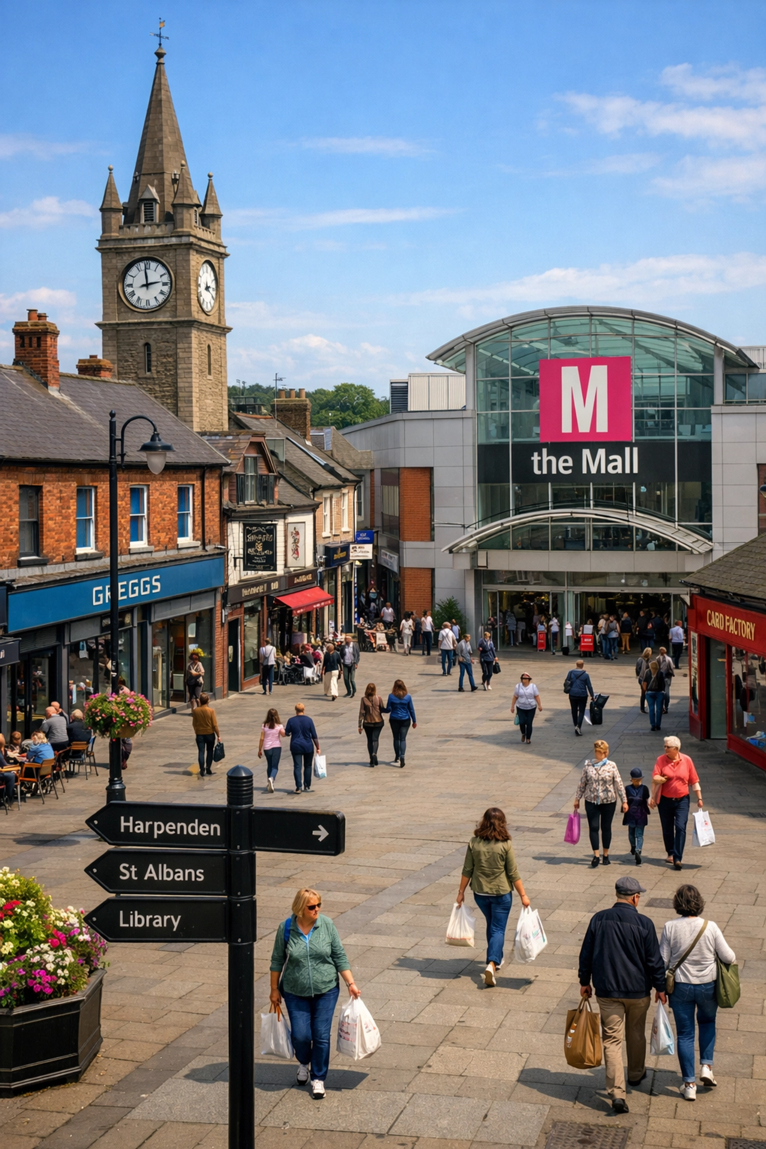 UK town high street with local landmarks for hyper-local SEO content optimization