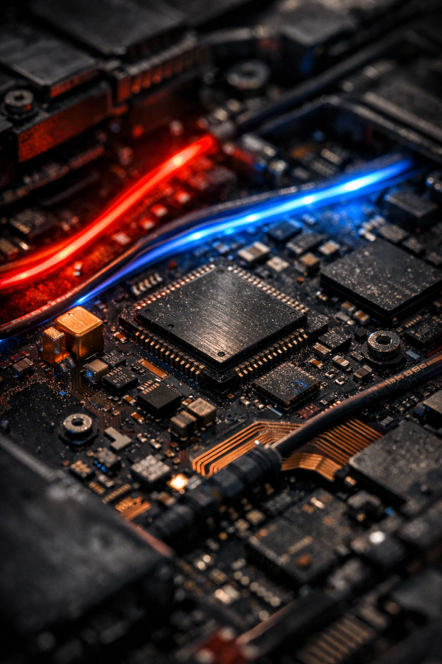 Advanced military drone technology and circuit boards used in the Iran conflict and drone warfare.