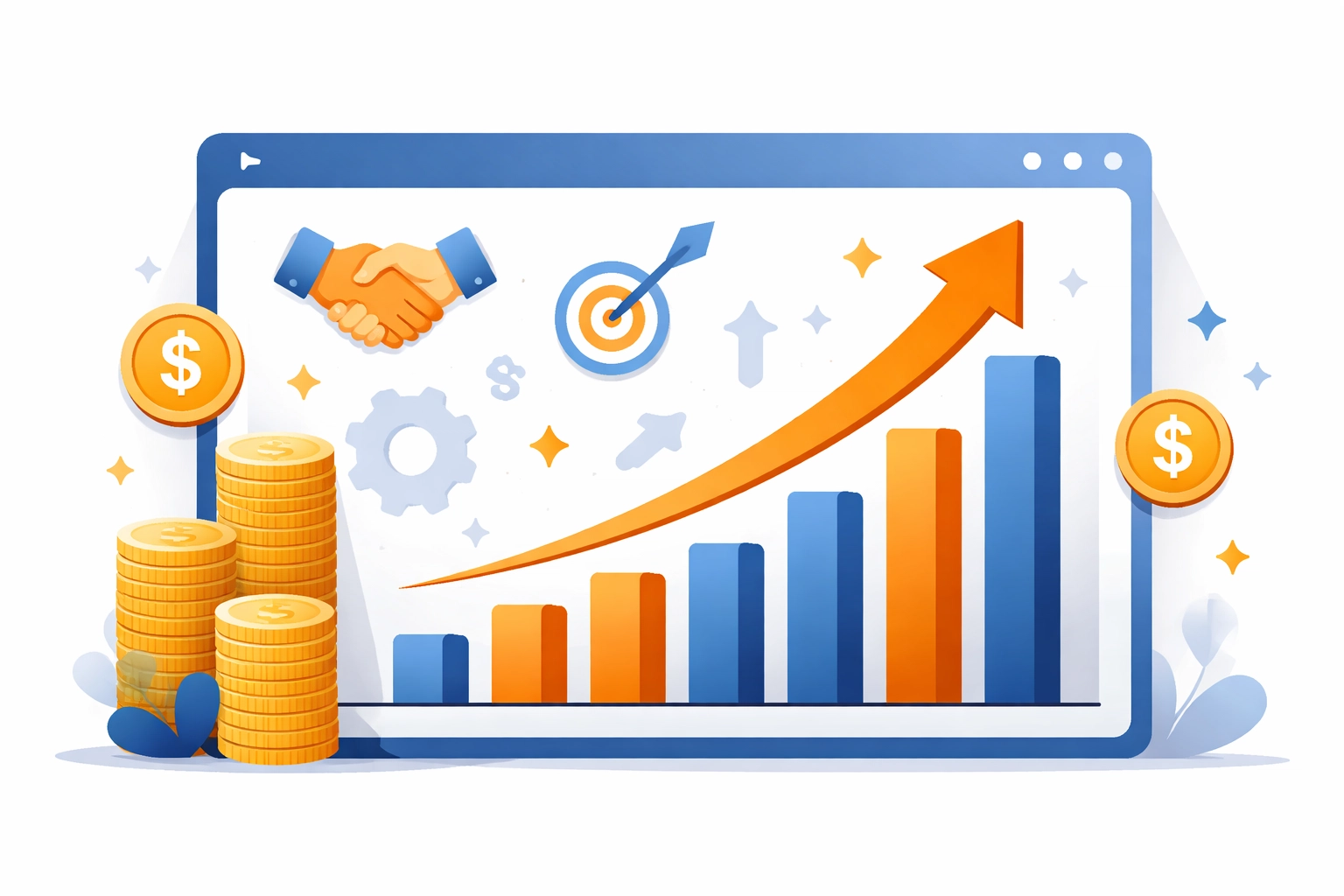 Upward-trending bar chart highlighting revenue impact from effective customer training programs